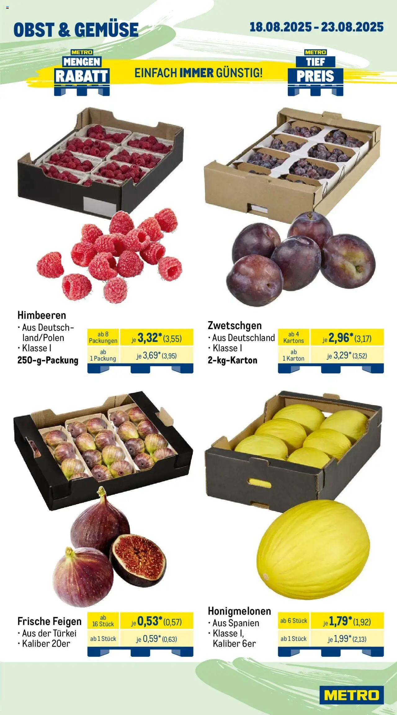Metro Wochen-Angebote Gastro - gültig ab dem 18.08.2025 | Seite: 7 | Produkte: Himbeeren, Zwetschgen, Gemüse, Obst