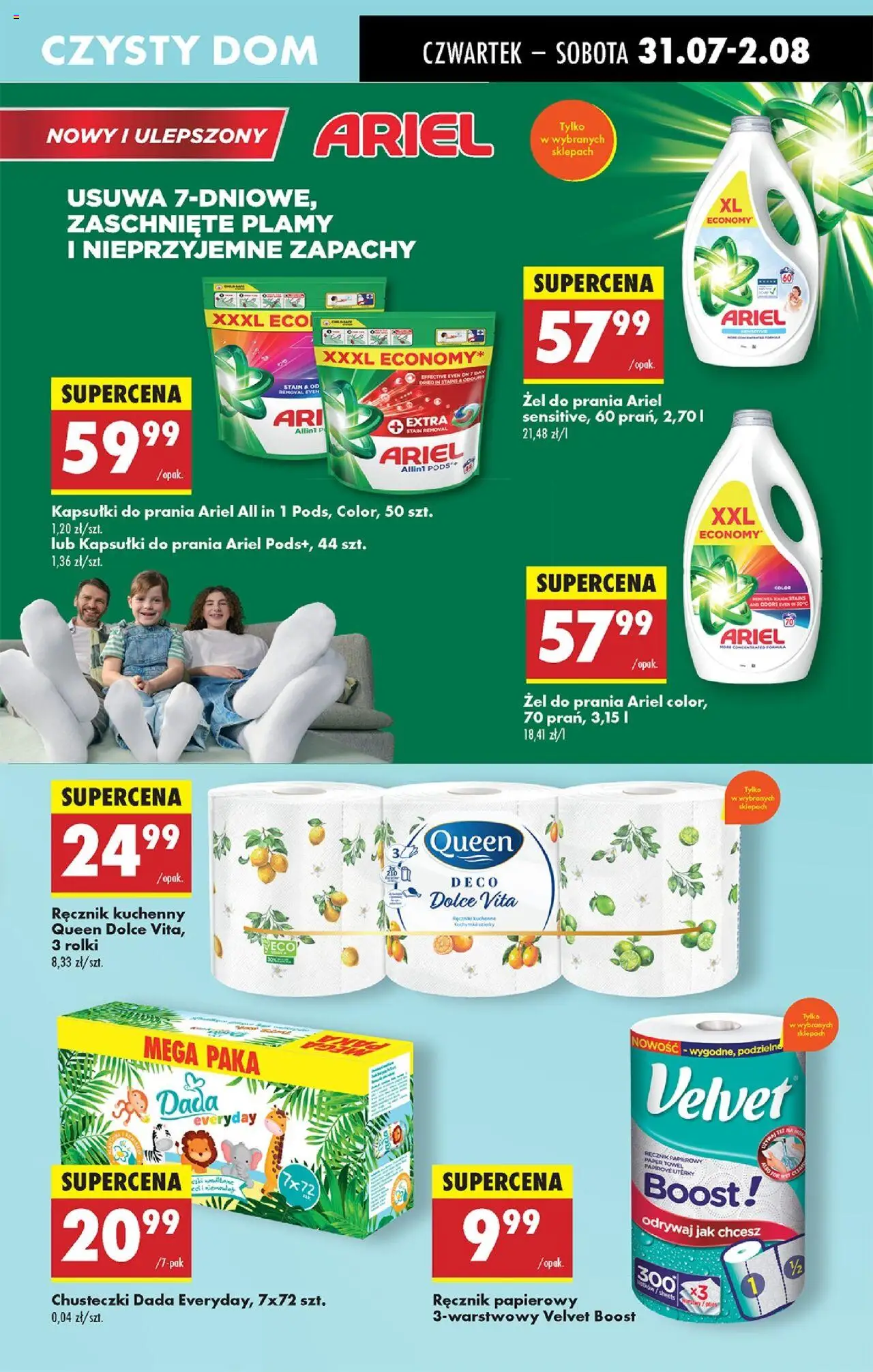 Biedronka gazetka - Oferta W tym tygodniu od 31.07.2025 | Strona: 71 | Produkty: Ariel kapsułki, Rolki, Ariel, Ręcznik papierowy