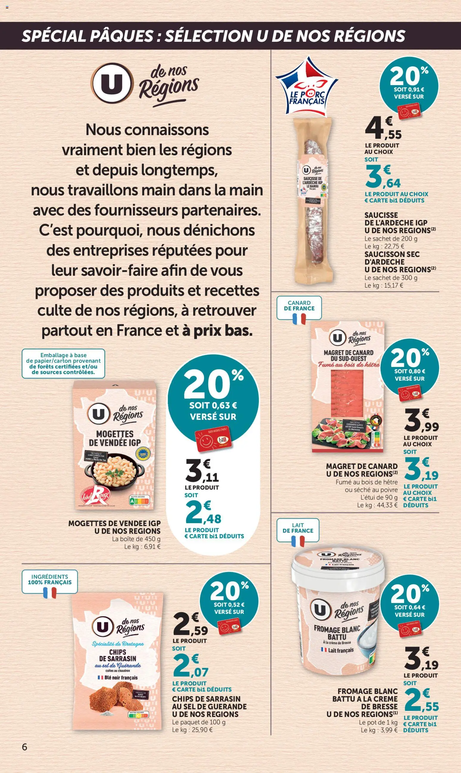 {H1} | Page: 6 | Produits: Saucisson sec, Sel, Poivre, Lait