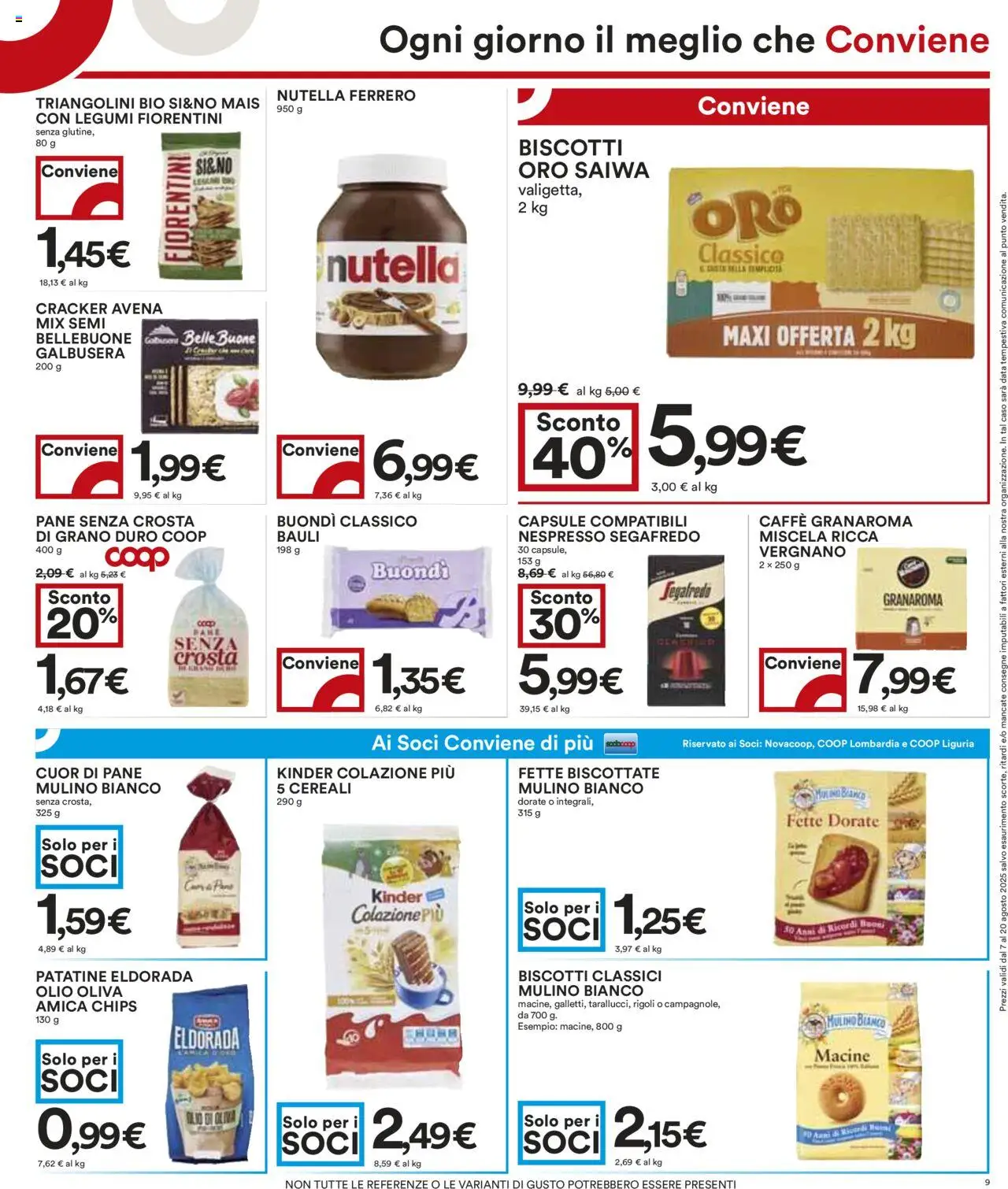 Volantino COOP del 07.08.2025 | Pagina: 9 | Prodotti: Legumi, Caffè, Biscotti, Nutella