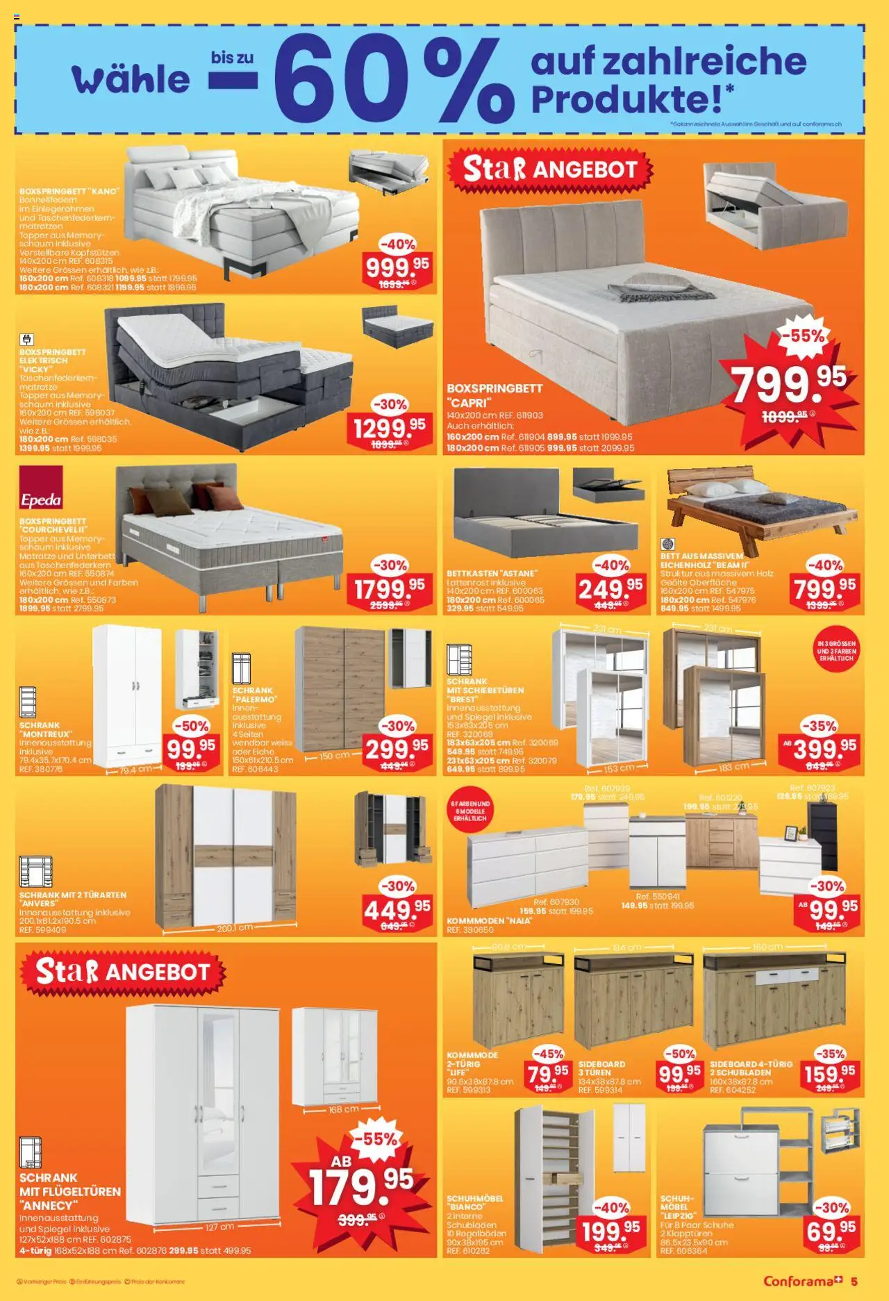 Conforama Aktionen ab 18.06.2025 | Seite: 5 | Produkte: Matratze, Schrank, Lattenrost, Bett