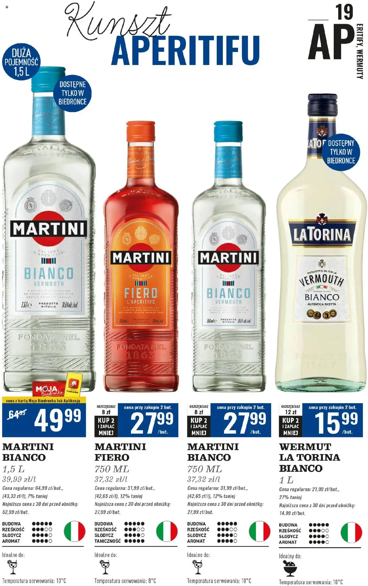 Biedronka gazetka - Czas na toast od 22.09.2025 | Strona: 19 | Produkty: Karta, Martini, Martini Bianco