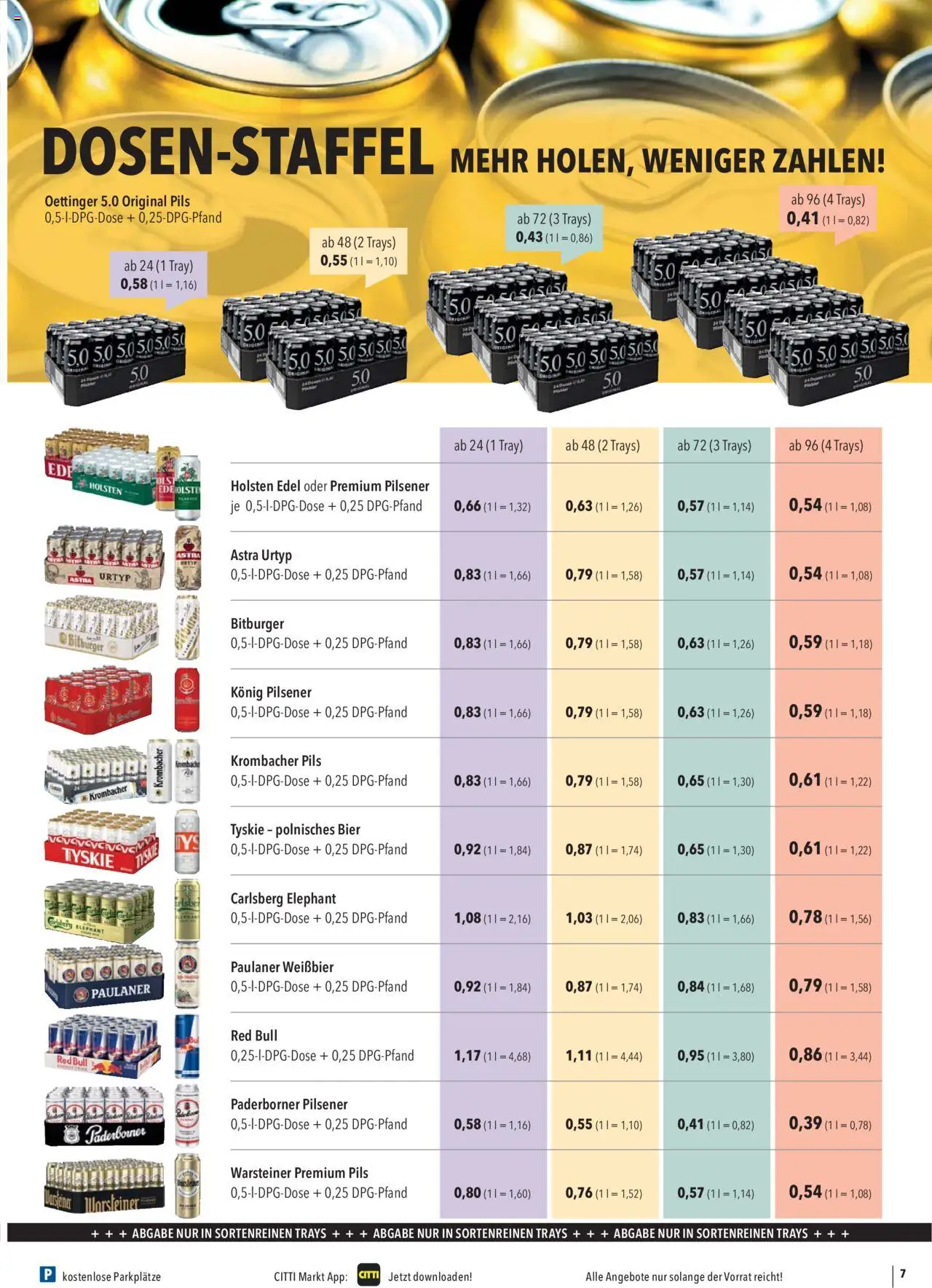 CITTI Markt - Kioskwerbung - gültig ab dem 13.08.2025 | Seite: 7 | Produkte: Tyskie, Carlsberg, Bier, Holsten