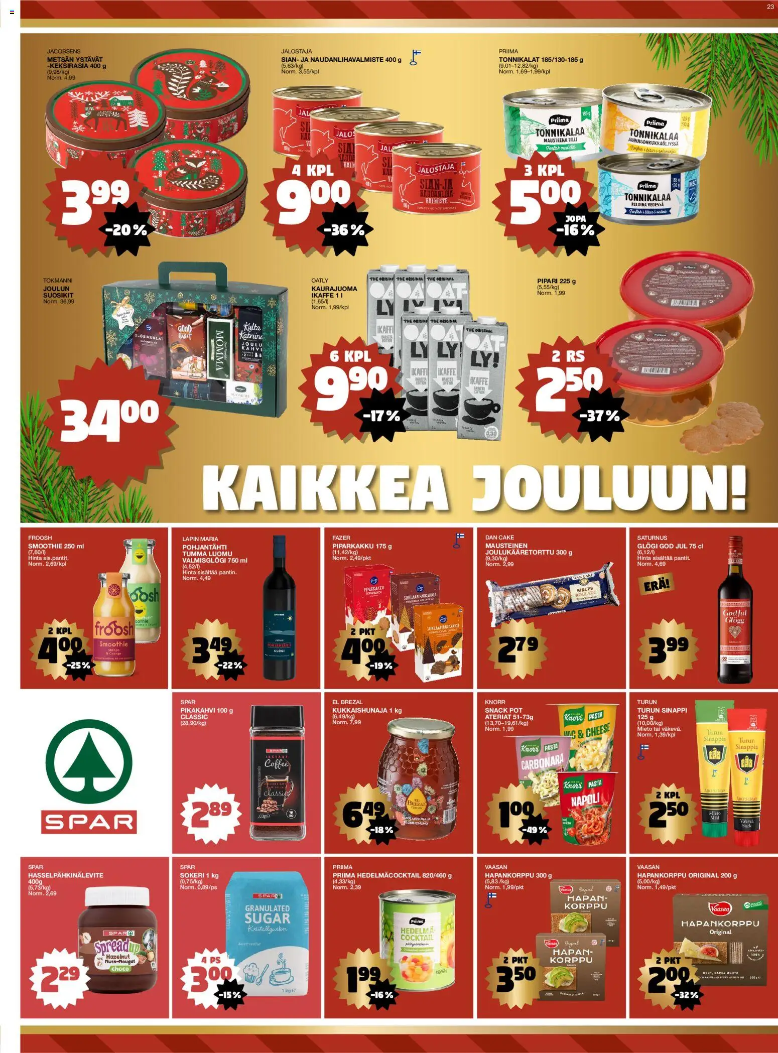 Tokmanni tarjoukset – voimassa 08.12.2025 alkaen | Sivu: 23 | Tuotteet: Pikakahvi, Kaurajuoma, Sinappi, Pasta