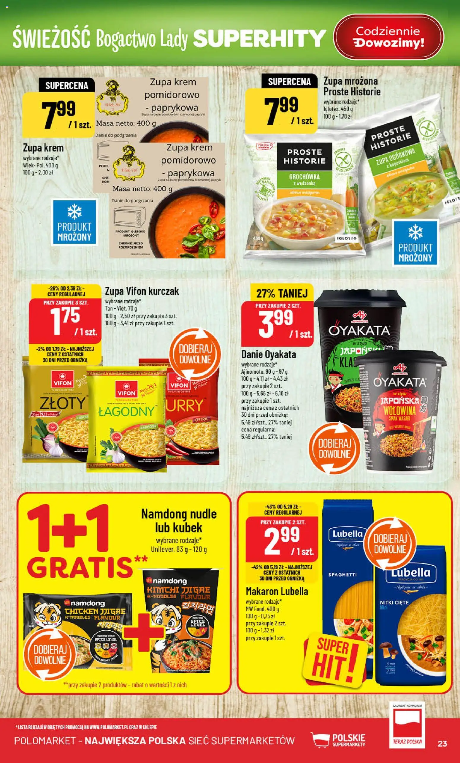POLOmarket Gazetka od 18.02.2026 | Strona: 23 | Produkty: Kurczak, Wołowina, Zupa mrożona, Krem