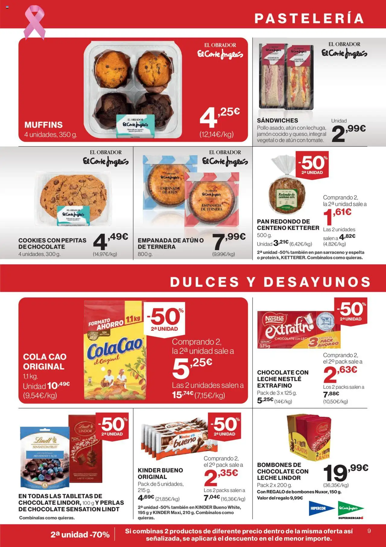 Hipercor catálogo │ válido desde el 09.10.2025 | Página: 9 | Productos: Leche, Chocolate, Jamón, Κεραία