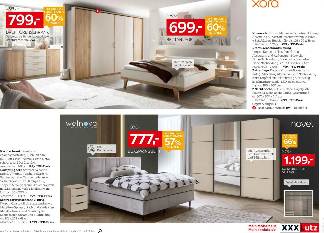 XXXL Lutz Nr. 1 beim Preis - gültig ab dem 04.08.2025 | Seite: 25 | Produkte: Drehtürenschrank, Boxspringbett, Topper, Creme