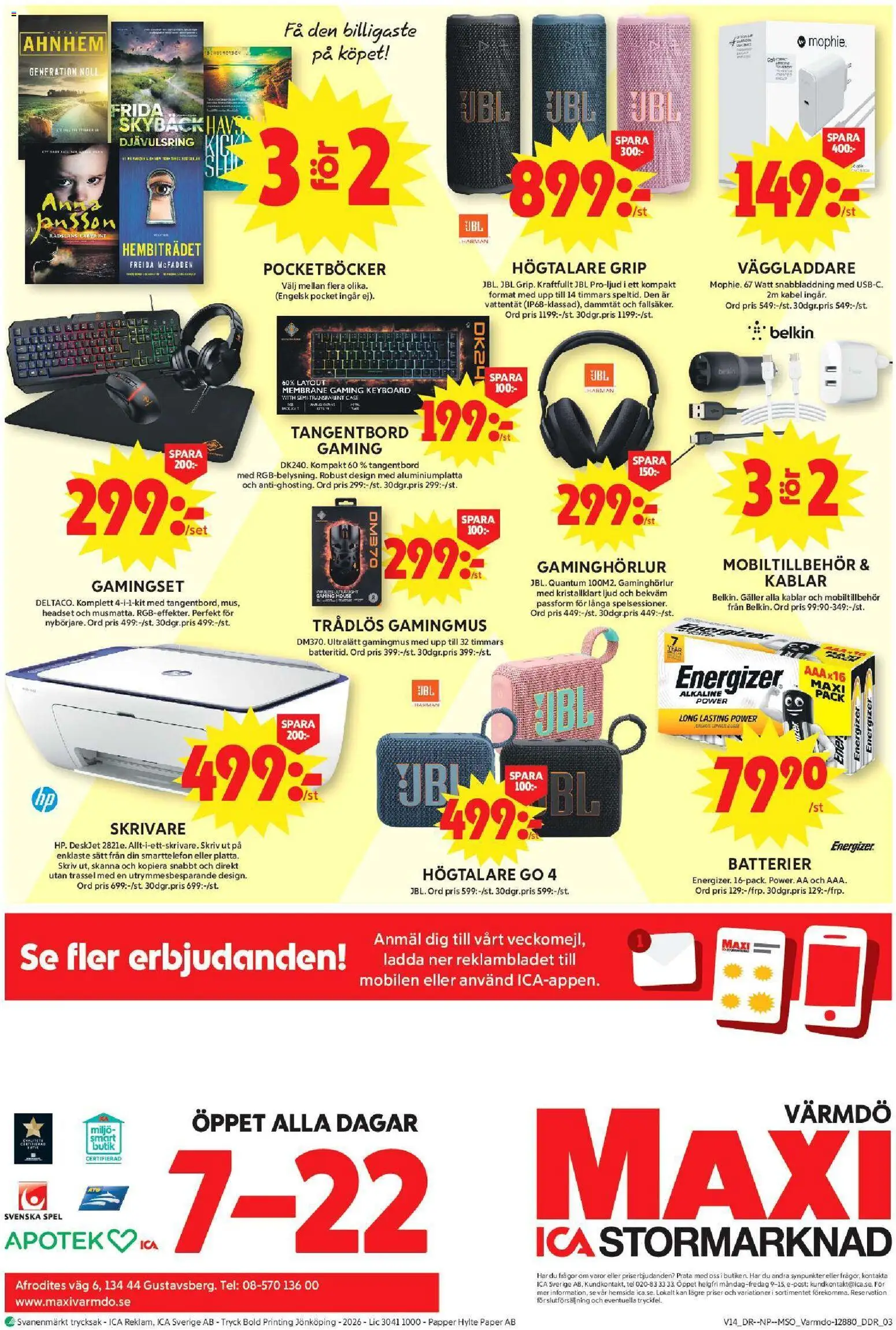 ICA Maxi reklamblad aktuell från 30.03.2026 | Sida: 19 | Produkter: Set, Skrivare, Spel, Headset