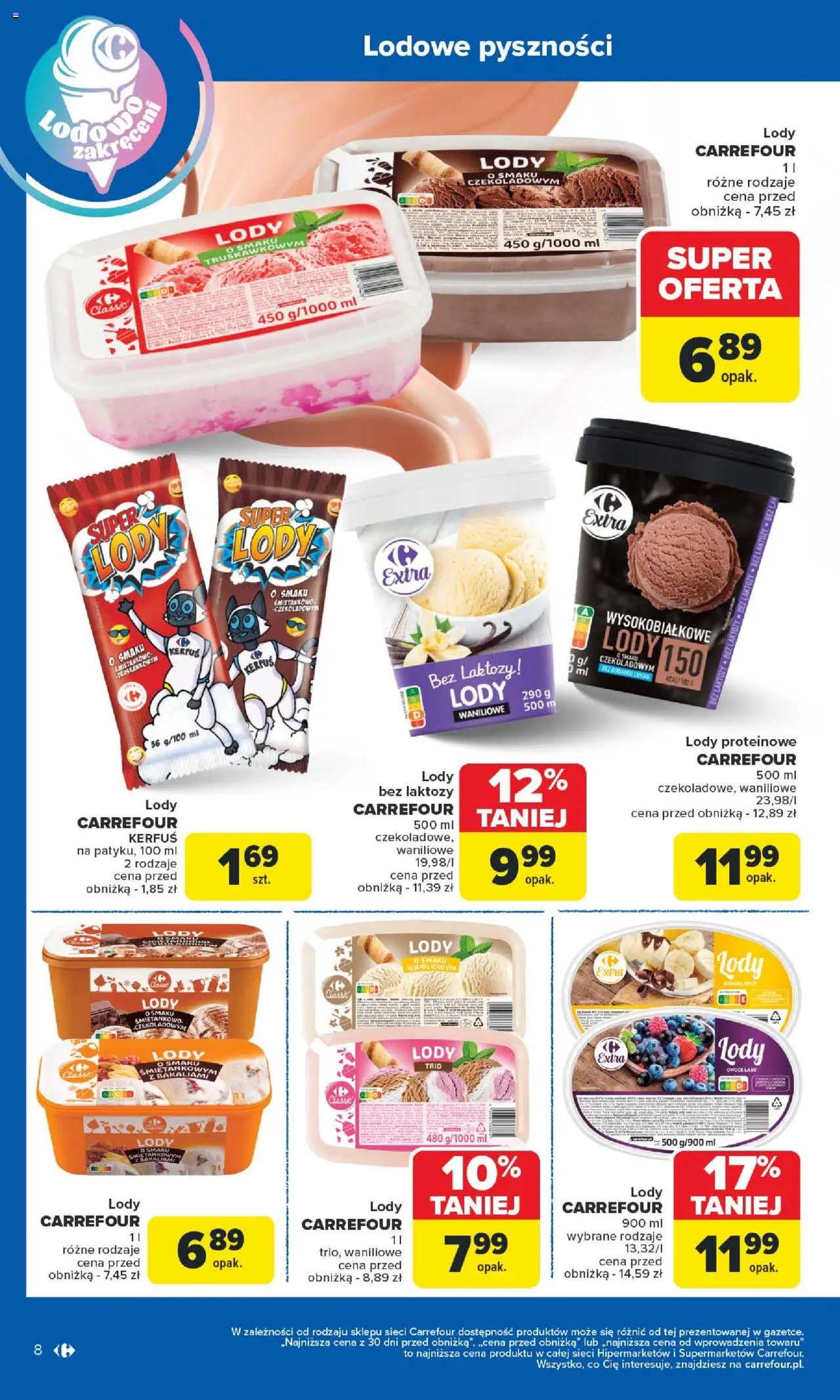 Carrefour Gazetka - Produkt Carrefour od poniedziałku od 02.06.2025 | Strona: 8 | Produkty: Bez laktozy, Lody proteinowe, Lody bez laktozy, Lody
