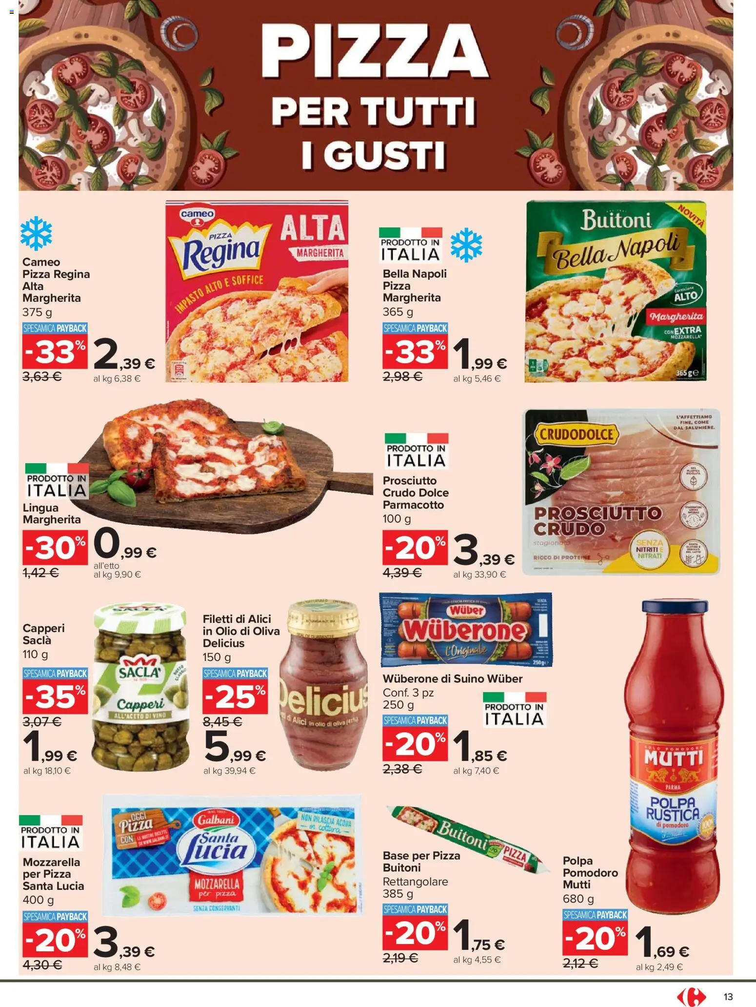 Volantino Carrefour del 15.01.2026 | Pagina: 13 | Prodotti: Pizza, Suino, Prosciutto, Vino