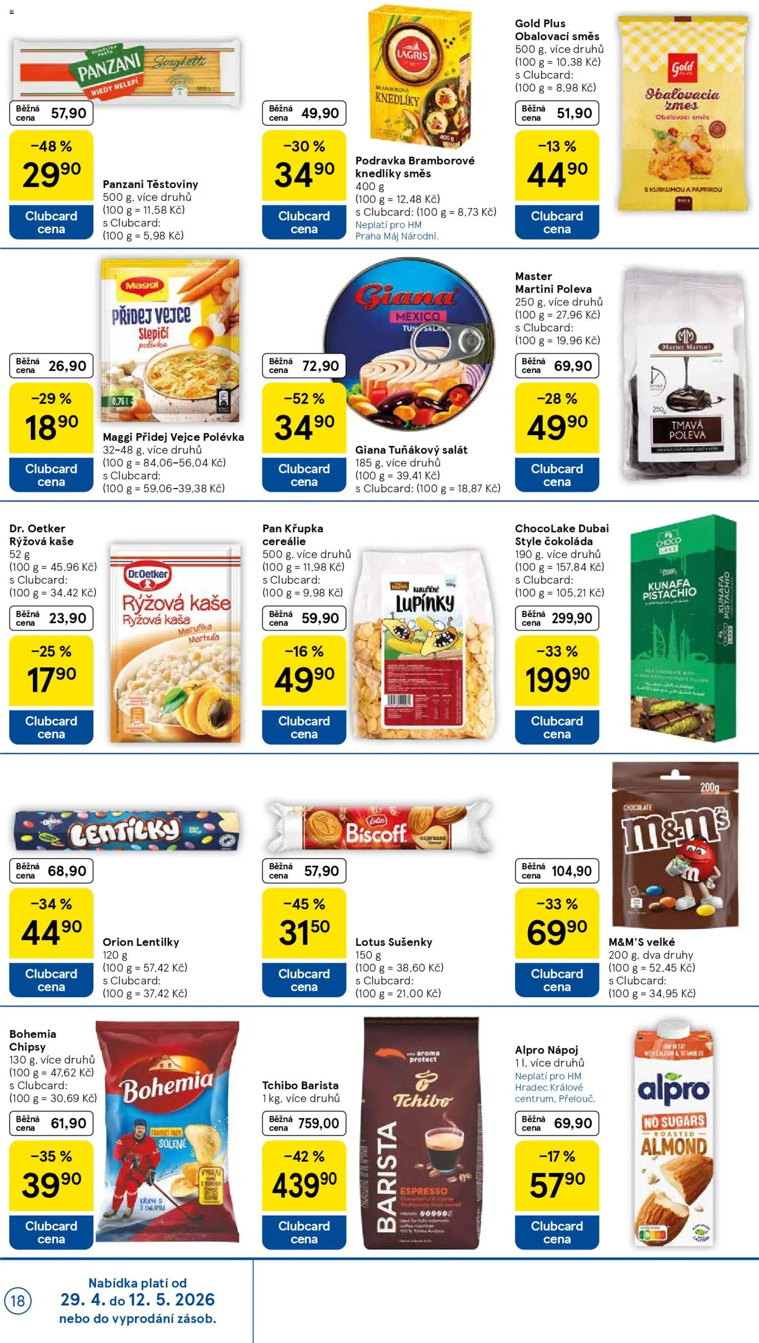 Tesco leták - Hypermarket od 29.04.2026 | Strana: 18 | Produkty: Maggi, Těstoviny Panzani, Tuňákový salát, Lentilky