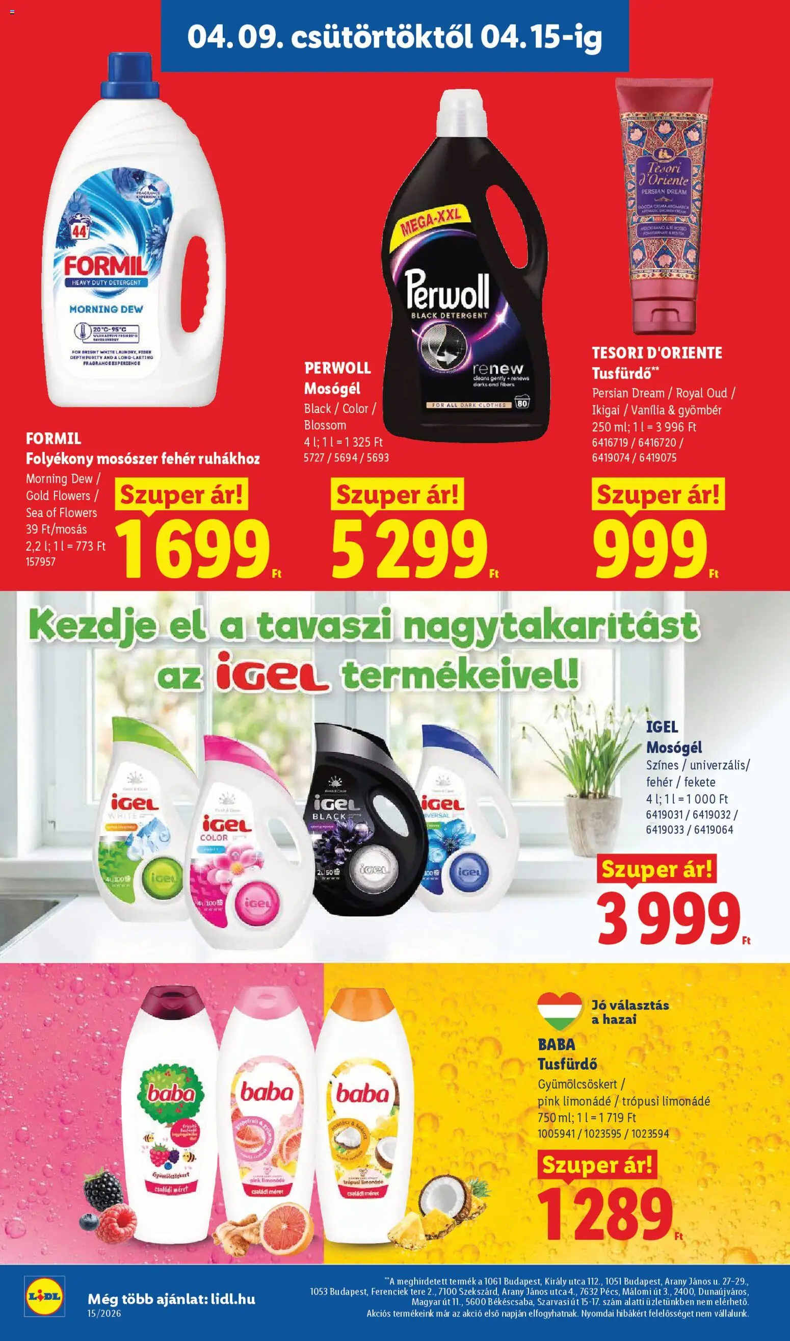 Lidl akciós ujság - amely érvényes a következő dátumtól: 09.04.2026 | Oldal: 16 | Termékek: Perwoll, Mosógél, Folyékony mosószer, Mosószer