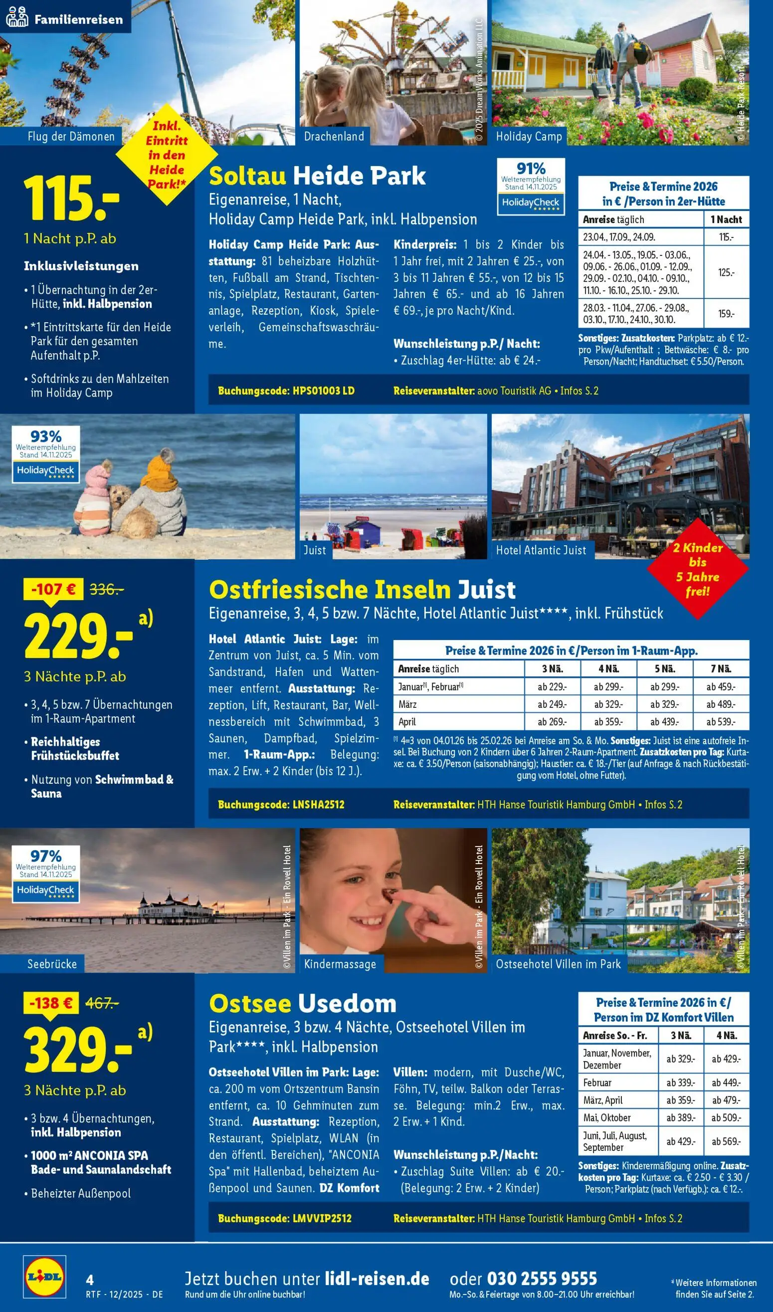 Lidl Reisen Dezember/Januar Reise-Highlights – gültig ab 12.12.2025 | Seite: 4 | Produkte: Bettwäsche, Fußball, Uhr