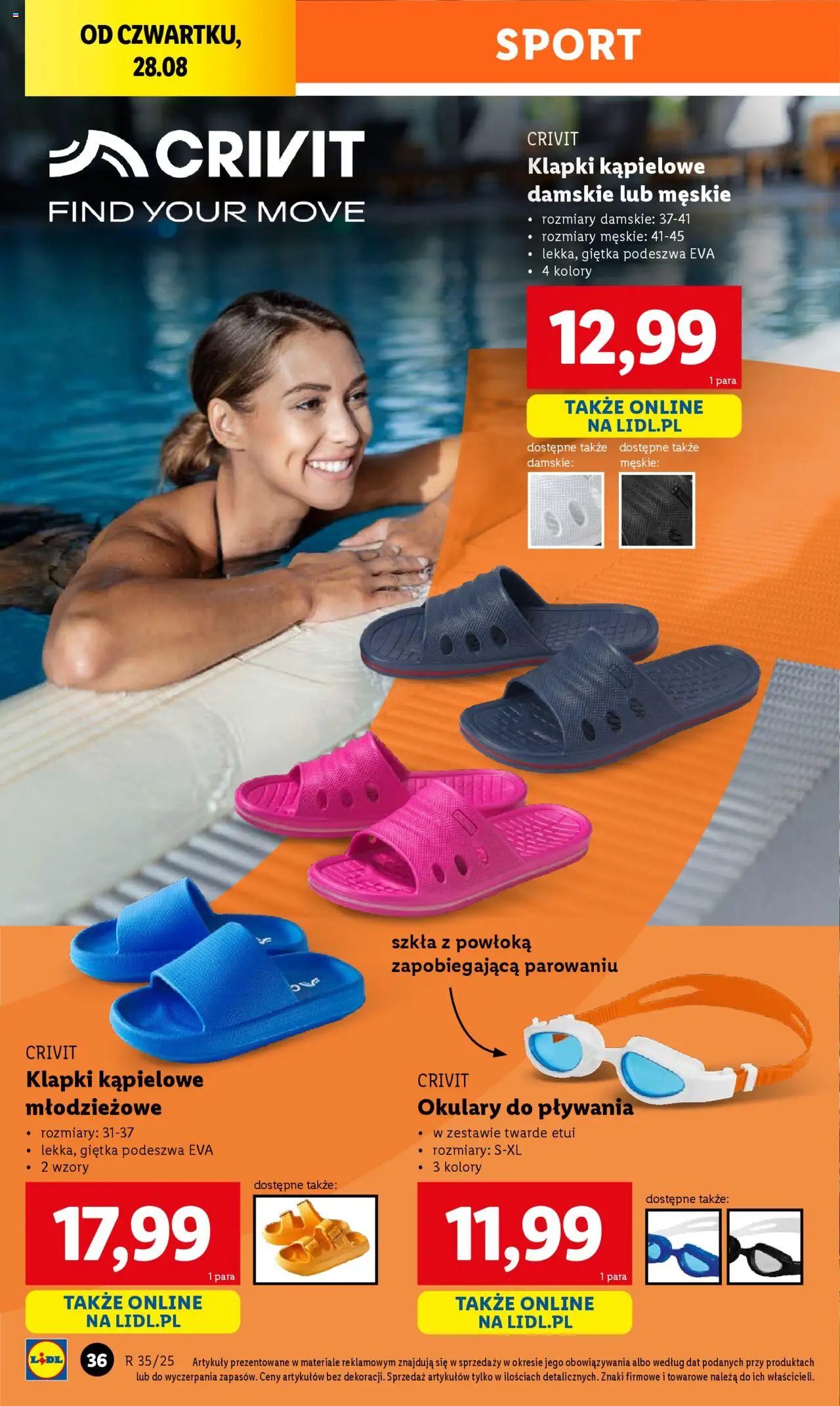 Lidl Katalog od 25.08.2025 | Strona: 36 | Produkty: Klapki, Okulary