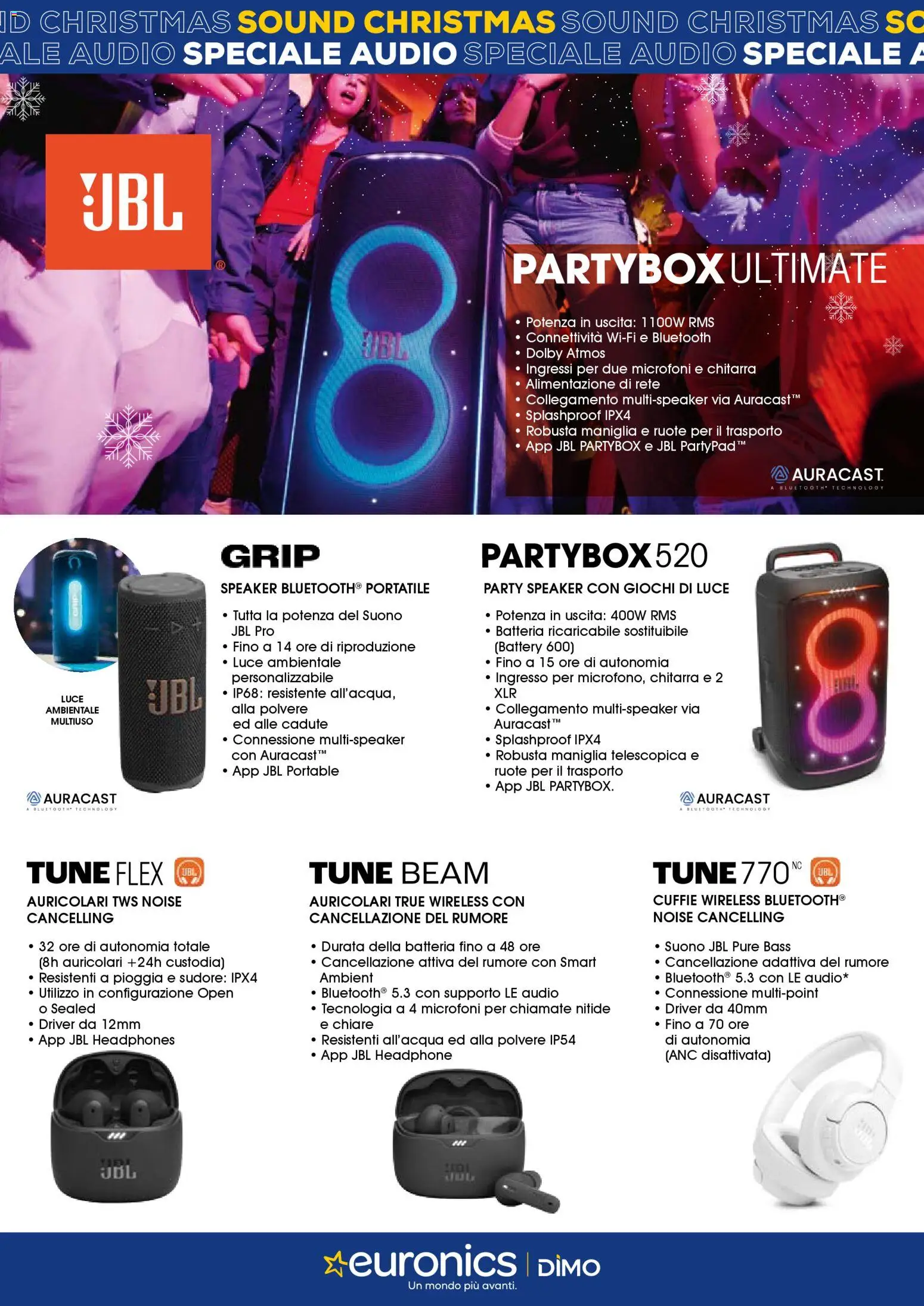 Volantino Euronics del 04.12.2025 | Pagina: 10 | Prodotti: Auricolari, Cuffie, Speaker, Batteria