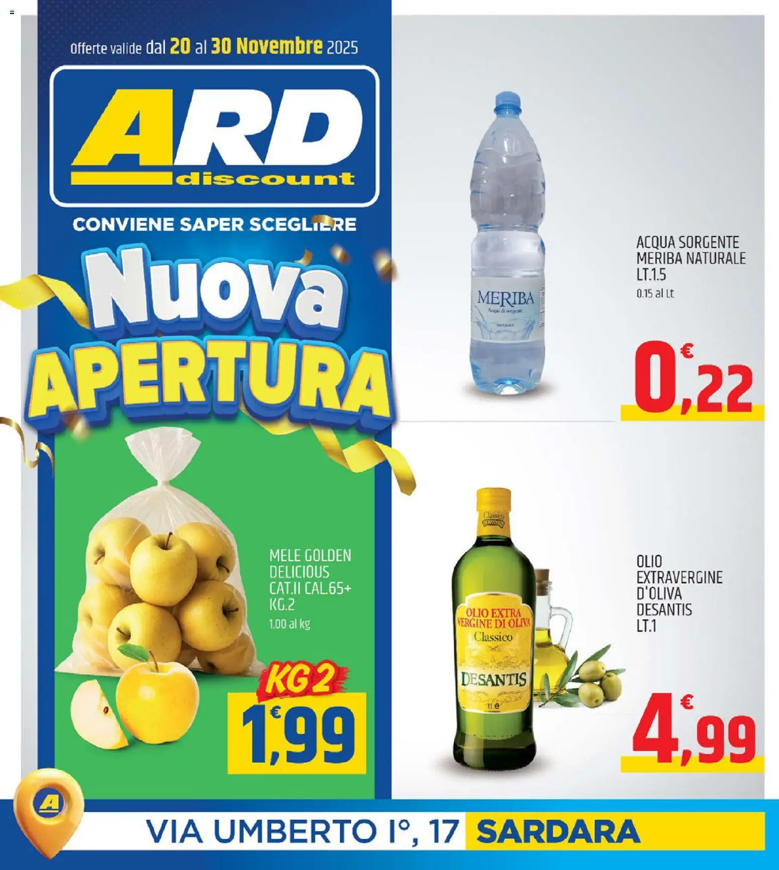 Volantino ARD Discount del 18.11.2025 | Pagina: 20 | Prodotti: Mele, Acqua, Olio, Olio extra vergine