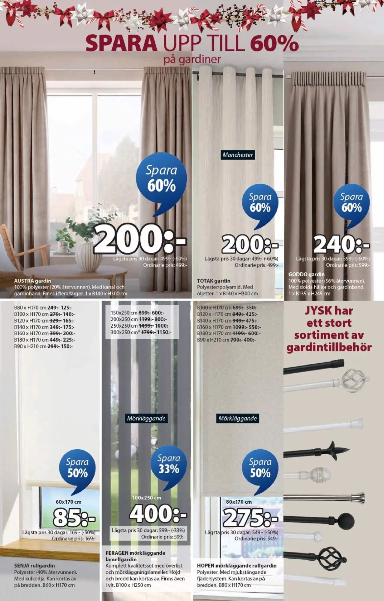 JYSK reklamblad aktuell från 20.10.2025 | Sida: 16 | Produkter: Gardin, Rullgardin