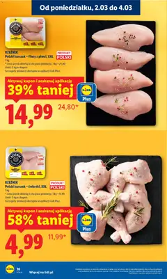 Pogląd oferty "Polski kurczak - filety z piersi, XXL, 1 kg" - ważna od 02.03.2026 | Strona: 16 | Produkty: Kurczak