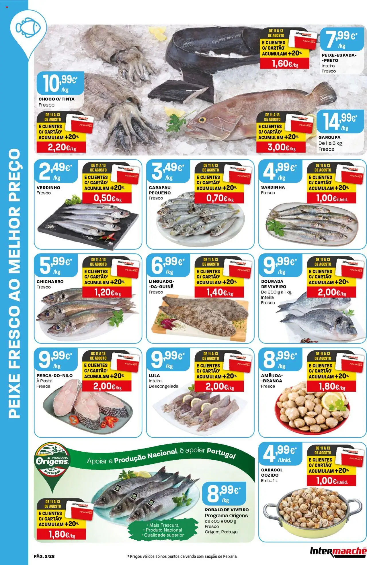 Intermarché folheto │ válido de 07.08.2025 | Página: 2 | Produtos: Dourada, Tinta, Linguado, Peixe