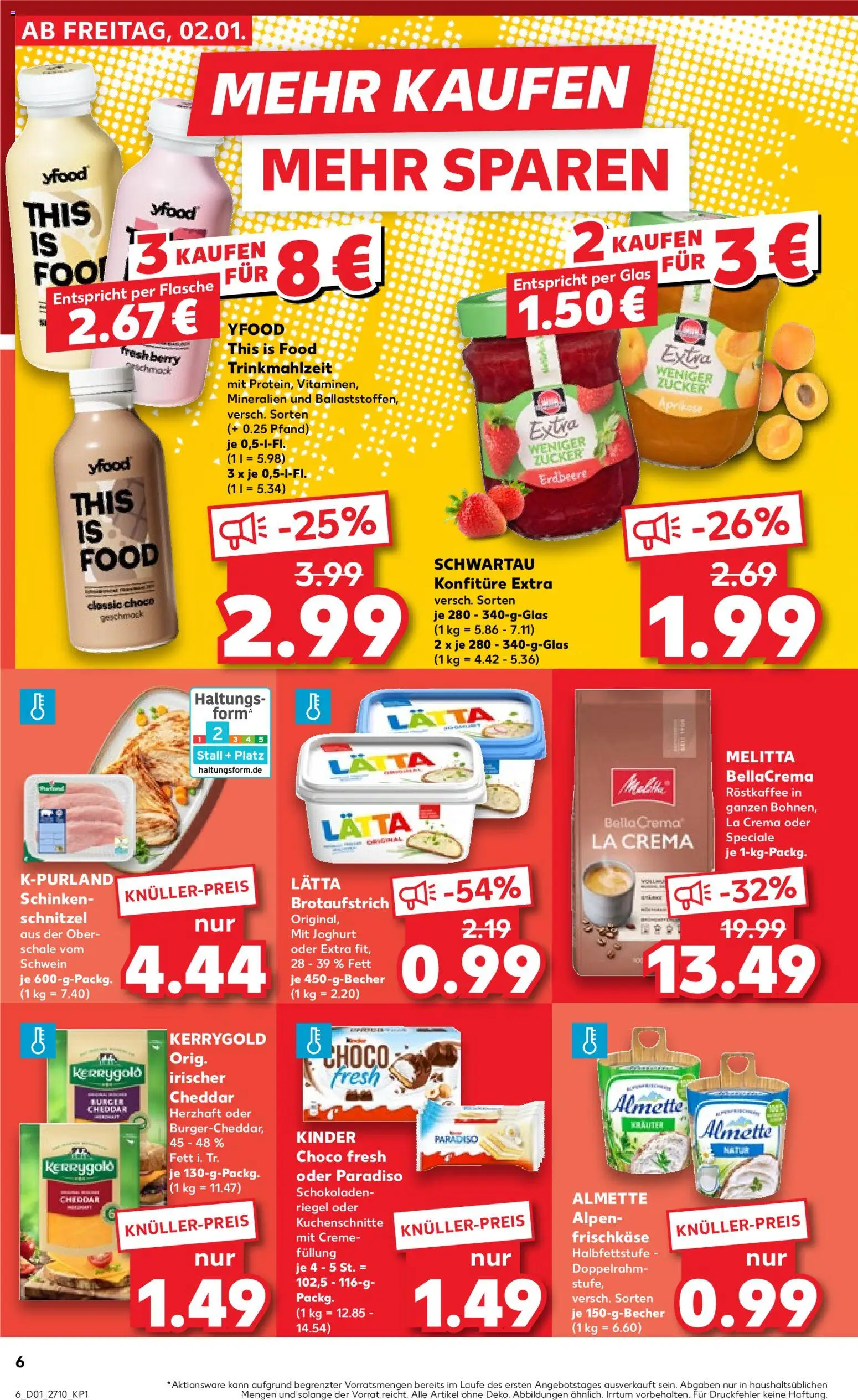 Kaufland prospekt Zeitz	 – gültig ab 02.01.2026 | Seite: 6 | Produkte: Almette, Burger, Schnitzel, Lätta