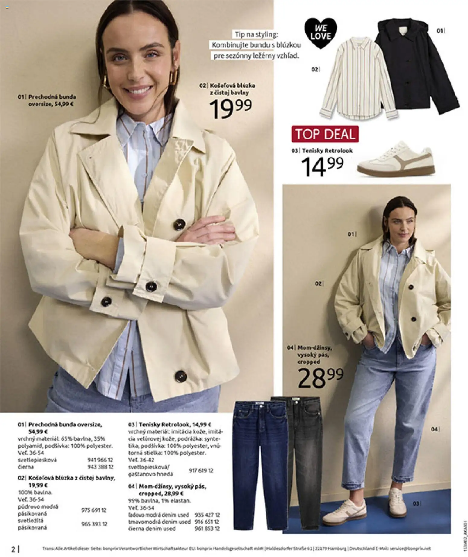 Nové Bonprix akcie – leták je platný od 20.02.2026 | Strana: 4 | Produkty: Blúzka, Bunda, Tenisky