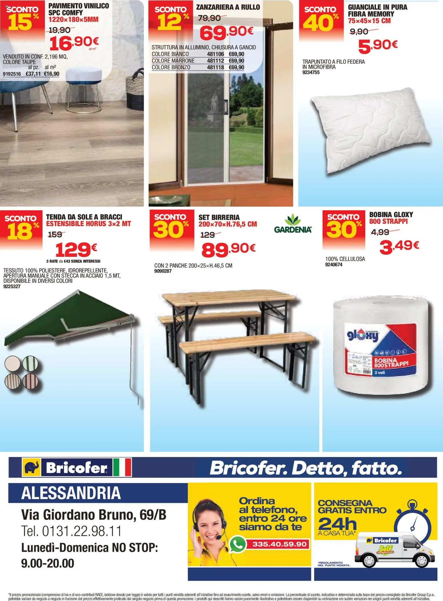 Volantino Bricofer del 09.04.2026 | Pagina: 12 | Prodotti: Tenda da sole, Set birreria, Zanzariera, Guanciale