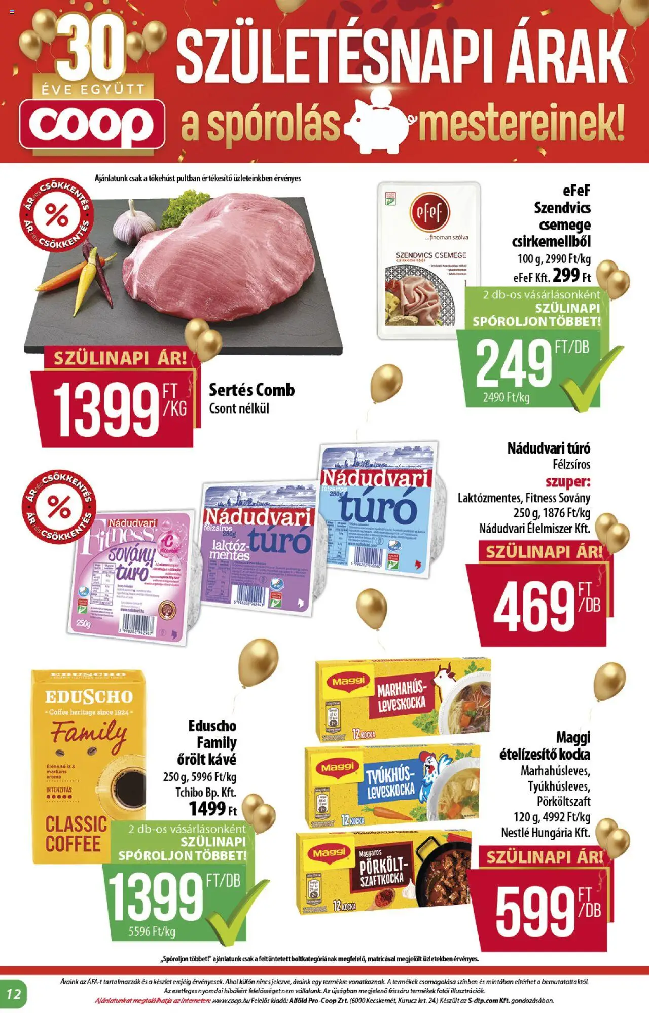 COOP akciós ujság - amely érvényes a következő dátumtól: 24.10.2025 | Oldal: 12 | Termékek: Leveskocka, Kávé, Túró, Ételízesítő