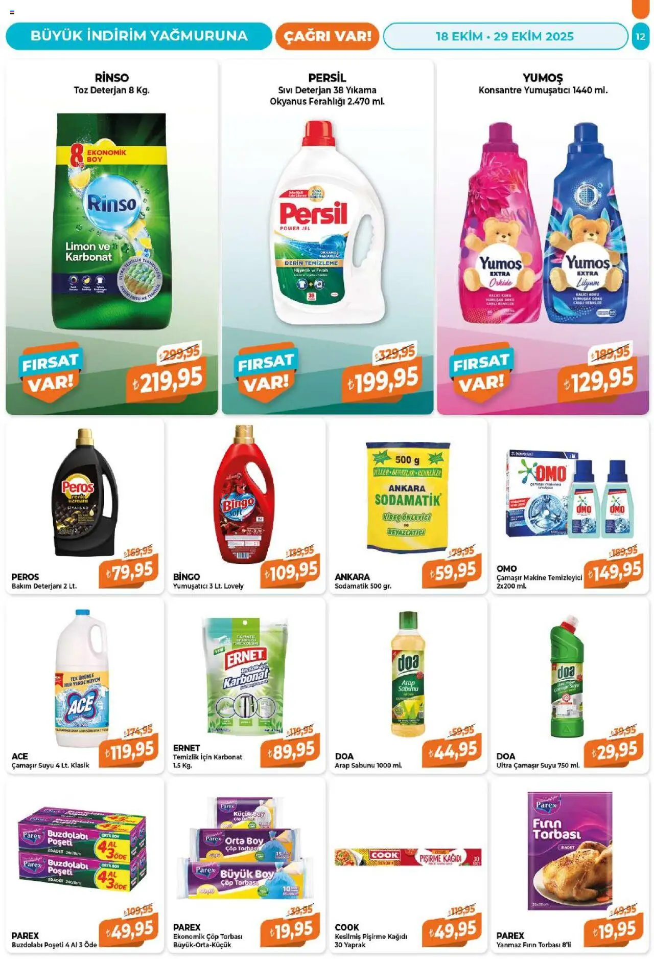 Çağrı Market Katalog - 18.10.2025 tarihinden itibaren geçerlidir | Sayfa: 12 | Ürünler: Çöp torbası, Yumuşatıcı, Deterjan, Buzdolabı