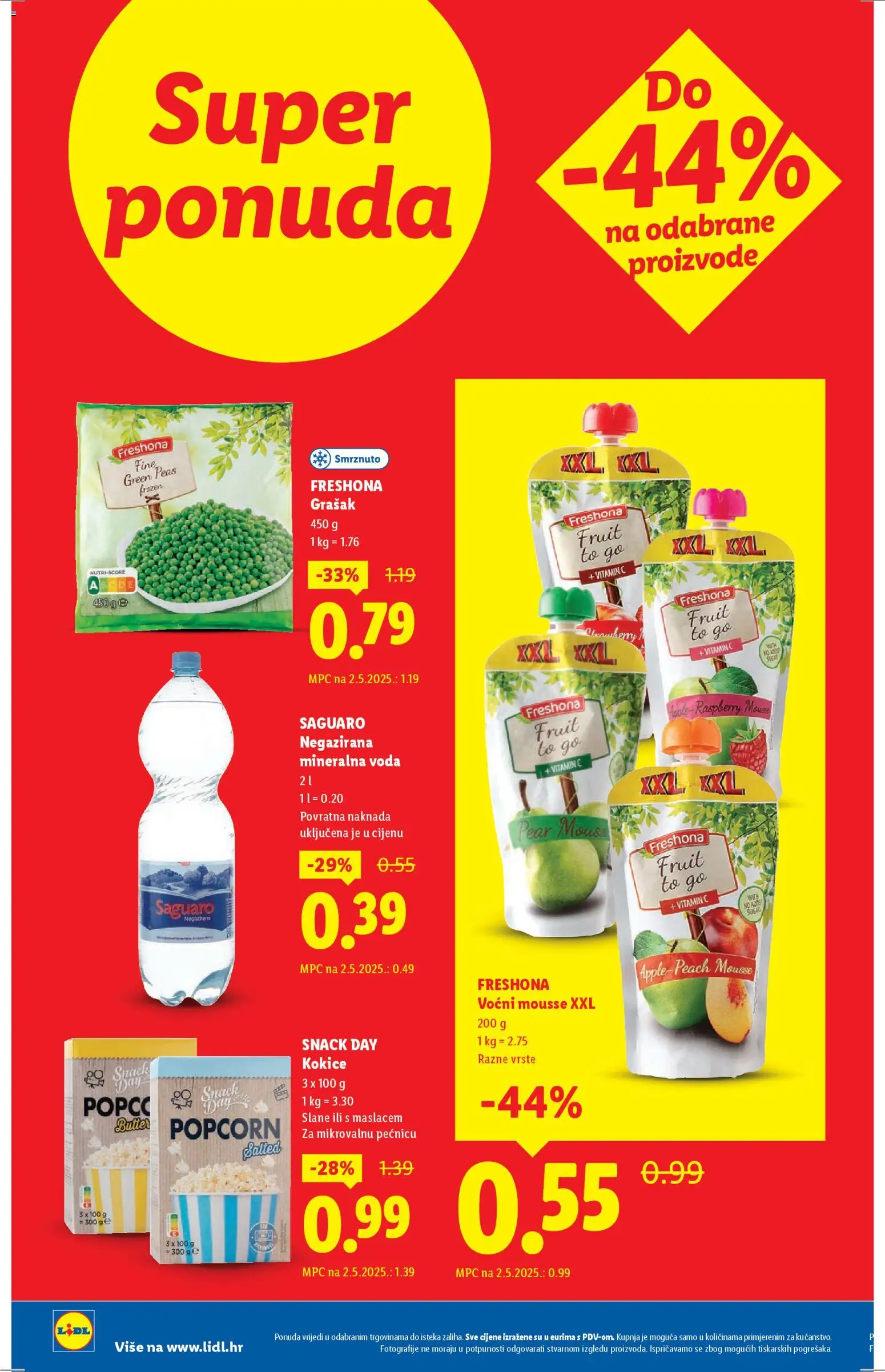 Lidl katalog | vrijedi od 16.03.2026 | Stranica: 2 | Proizvodi: Mineralna voda, Negazirana mineralna voda, Kokice, Voda