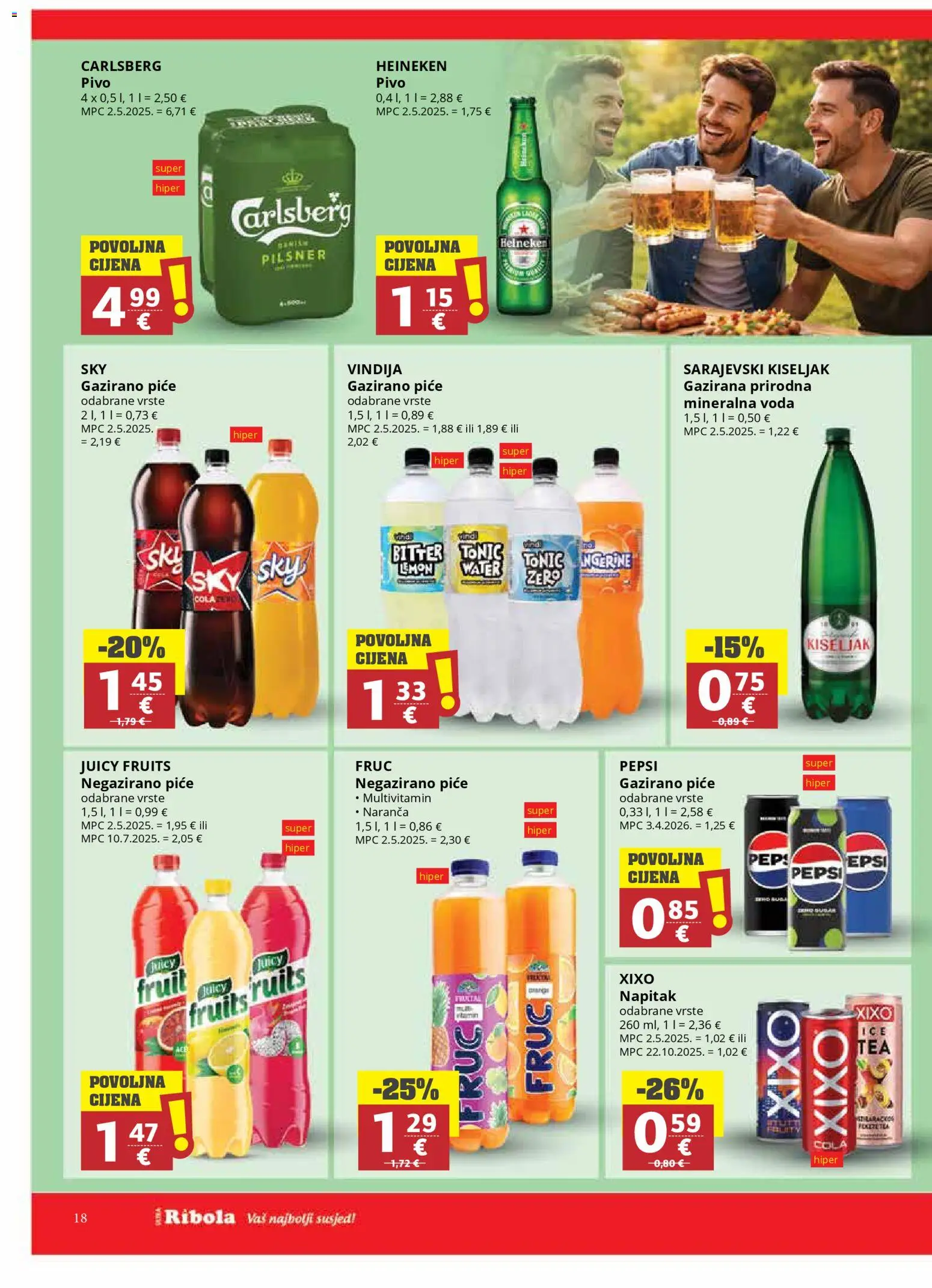 Ribola katalog | vrijedi od 29.04.2026 | Stranica: 18 | Proizvodi: Vindija, Pivo, Heineken, Voda