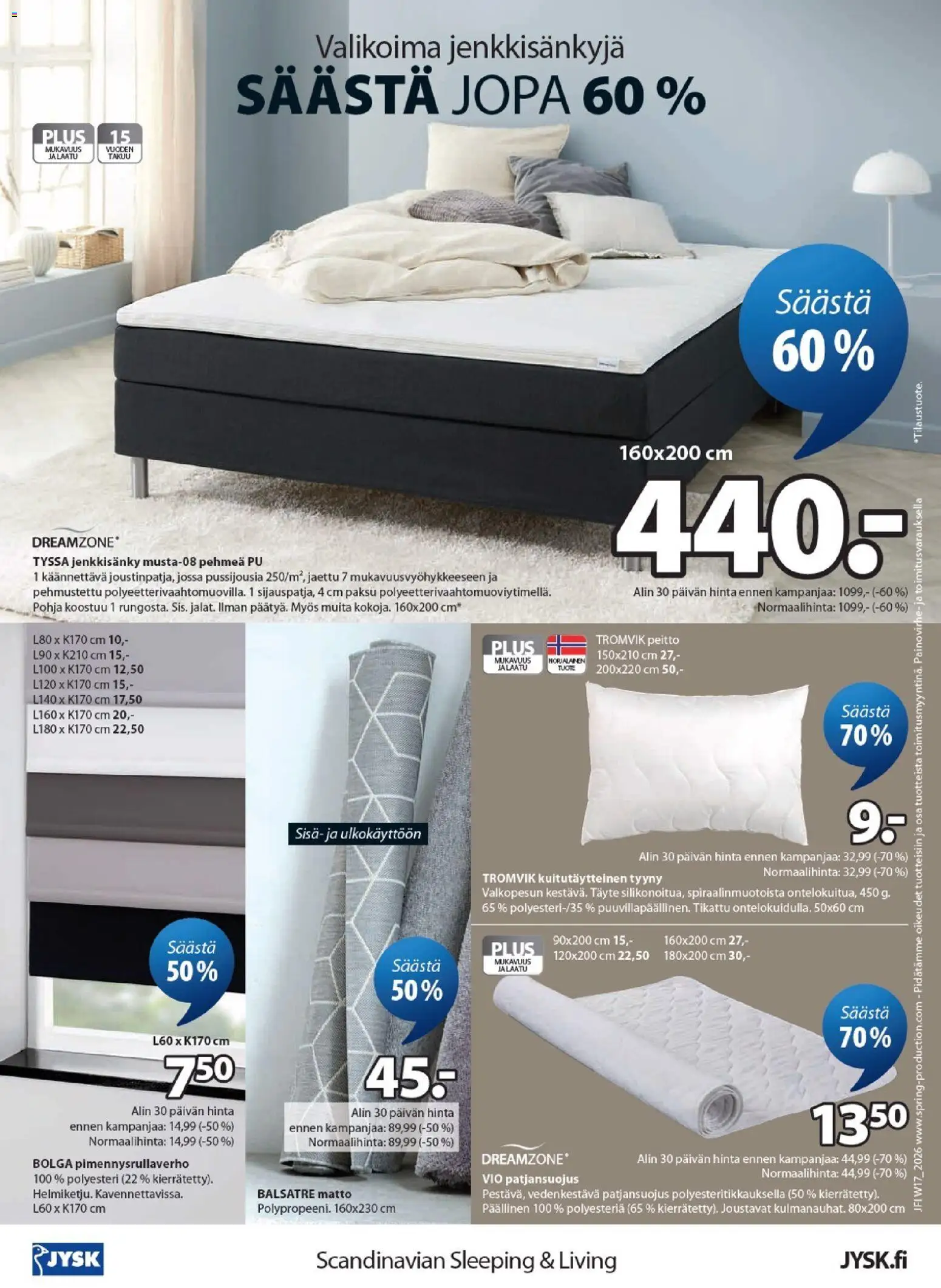 JYSK tarjoukset – voimassa 23.04.2026 alkaen | Sivu: 24 | Tuotteet: Jenkkisänky, Tyyny, Matto, Peitto