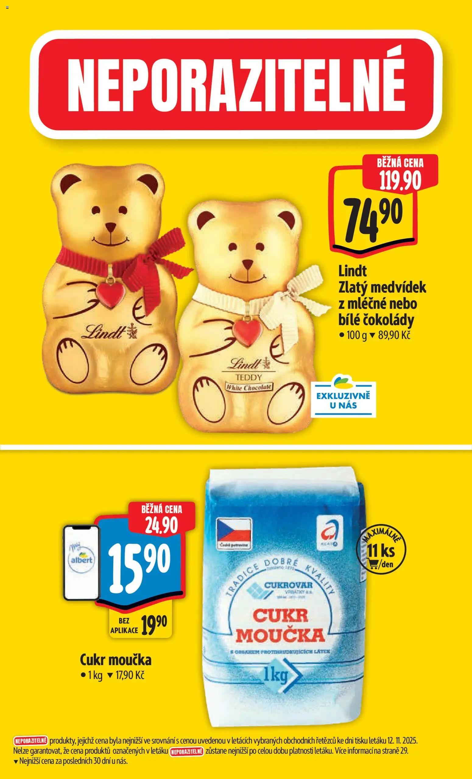Albert leták - Hypermarket od 19.11.2025 | Strana: 4 | Produkty: Lindt, Cukr, Cukr moučka