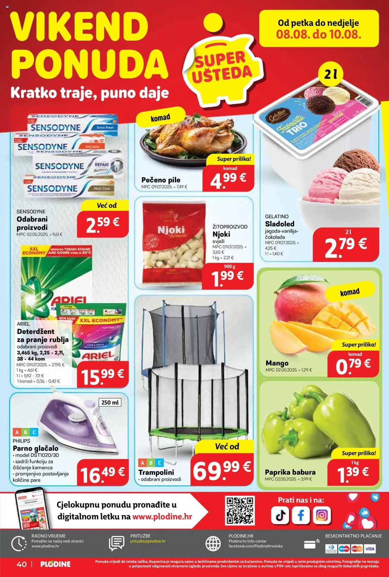 Plodine katalog | vrijedi od 06.08.2025 | Stranica: 40 | Proizvodi: Čokolada, Deterdžent, Sensodyne, Ariel