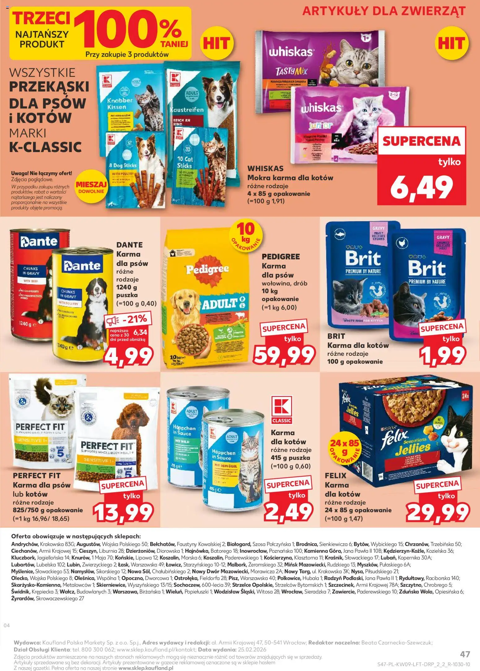 Kaufland Polsko leták od 26.02.2026 | Strana: 47 | Produkty: Felix, Whiskas, Pedigree, Body