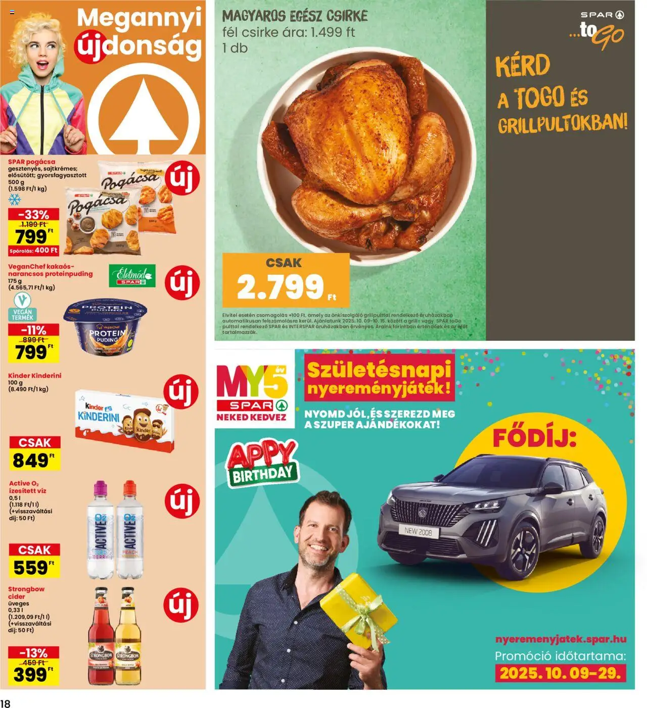 Interspar akciós ujság - amely érvényes a következő dátumtól: 09.10.2025 | Oldal: 18 | Termékek: Puding, Egész csirke, Grill, Protein