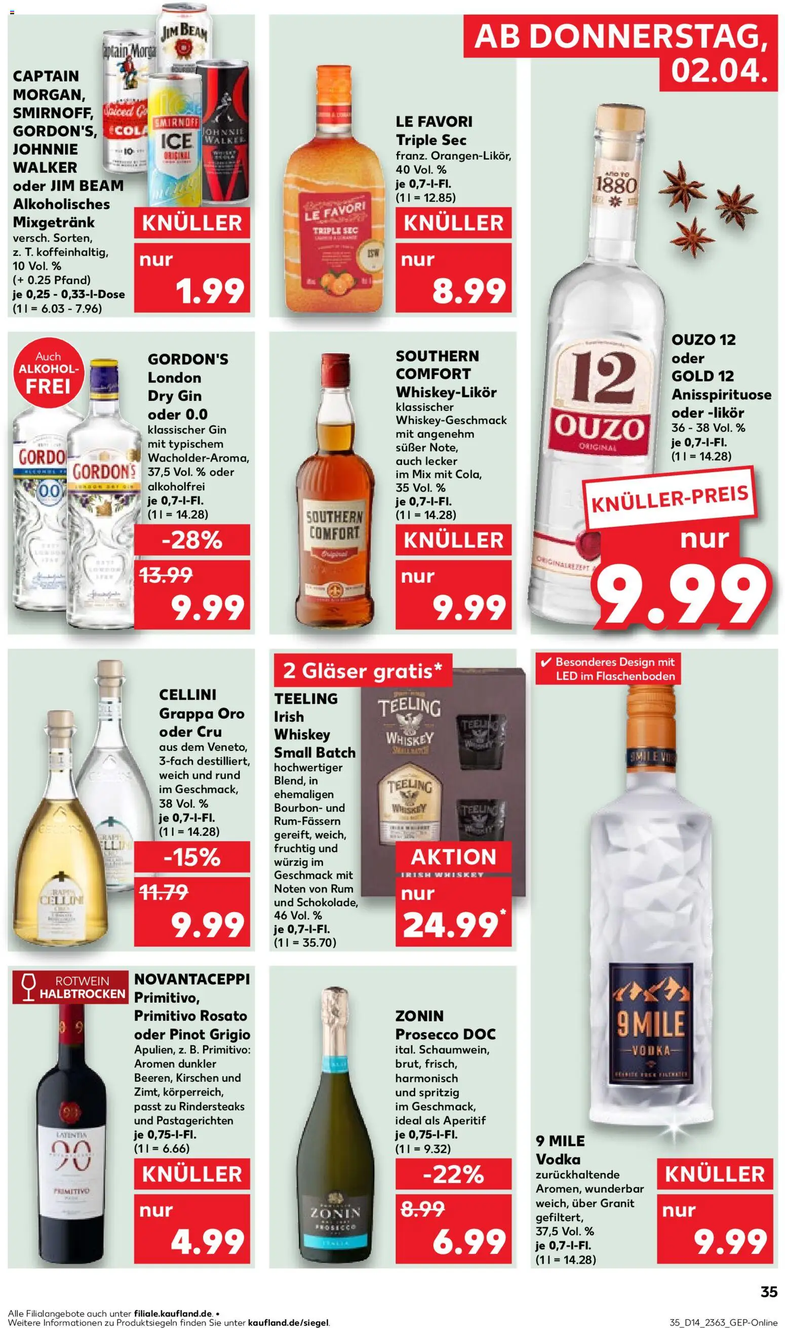 Kaufland Prospekt Bremen	 – gültig ab 02.04.2026 | Seite: 33 | Produkte: Prosecco, Smirnoff, Southern comfort, Johnnie walker