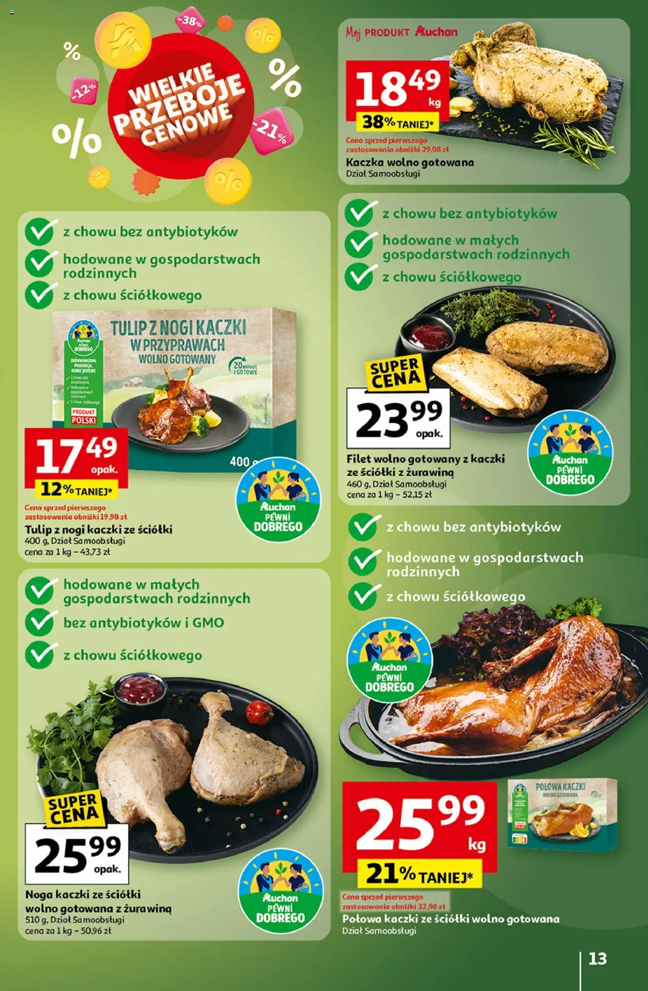 Auchan Gazetka - Wielkie przeboje cenowe Hipermarket od 16.10.2025 | Strona: 13 | Produkty: Kaczka, Żurawina