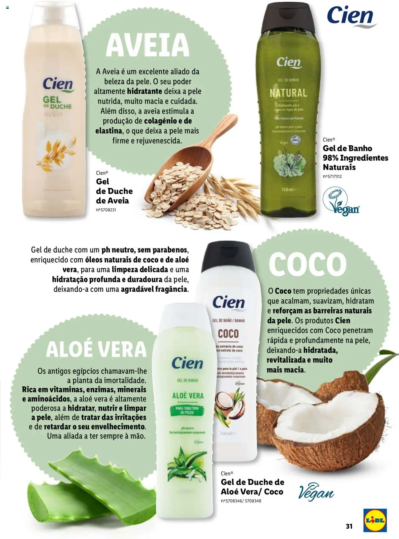 Lidl Cien - Beleza Inteligente │ válido de 26.02.2024 | Página: 31 | Produtos: Aveia, Gel de banho, Banho
