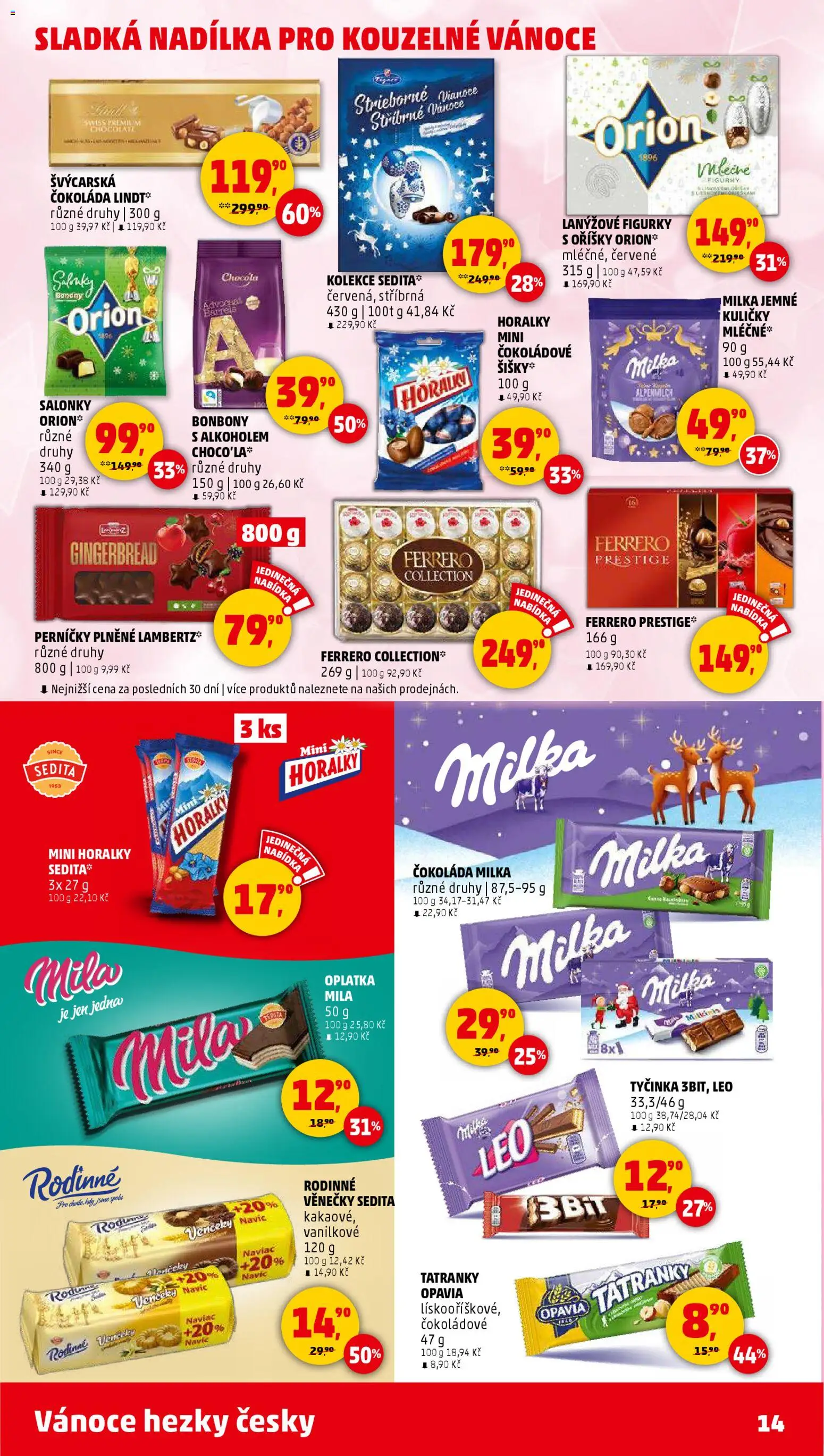 Penny Market leták - Čtvrtečník od 11.12.2025 | Strana: 14 | Produkty: Tatranky, Čokoláda milka, Banány, Perníčky