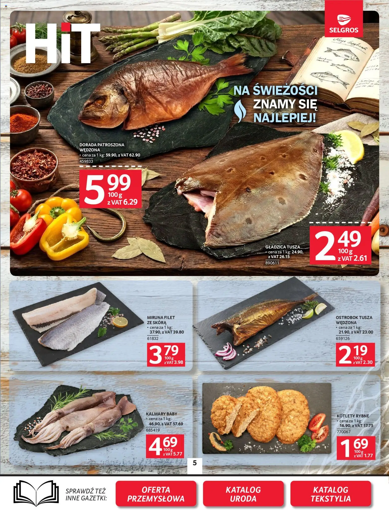 Selgros cash&carry gazetka od 23.04.2026 | Strona: 5 | Produkty: Miruna, Kalmary, Dorada, Kotlety