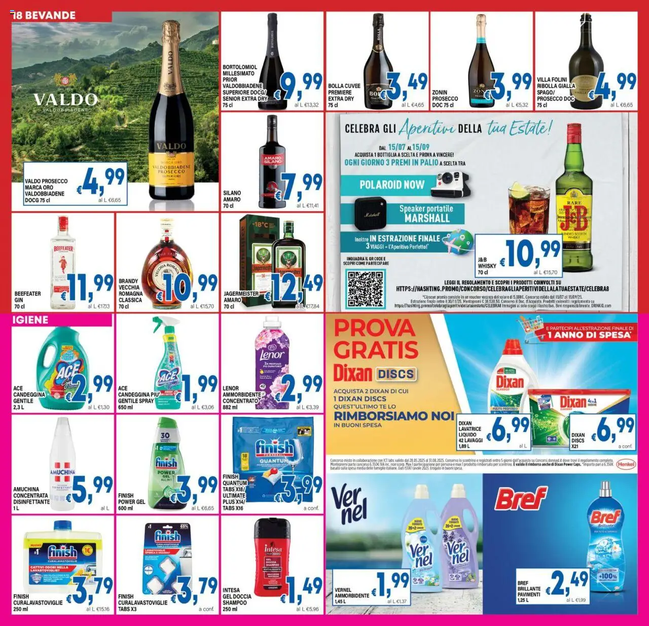 Volantino DEM del 18.08.2025 | Pagina: 18 | Prodotti: Ammorbidente, Candeggina, Brandy, Amaro