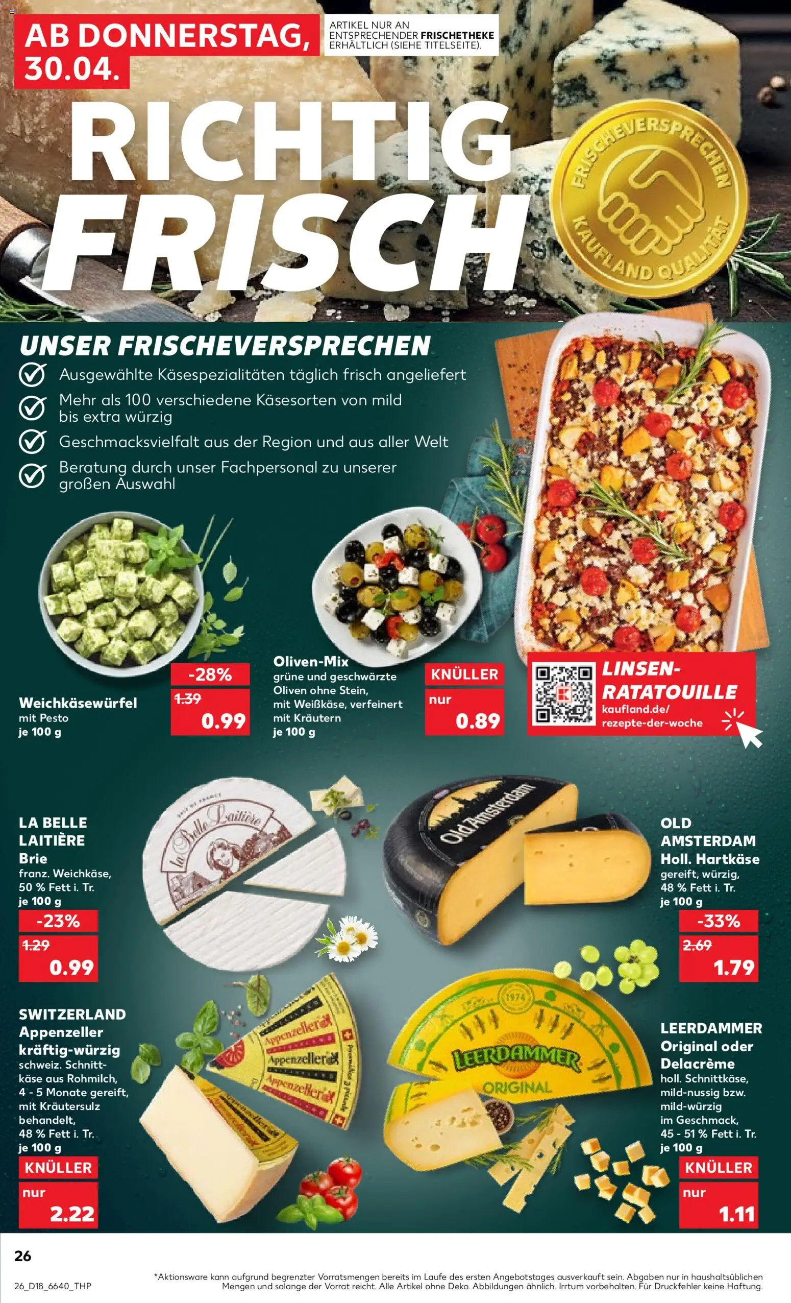 Kaufland Německo leták od 30.04.2026 | Strana: 26 | Produkty: Pesto, Leerdammer, Brie, Kaše