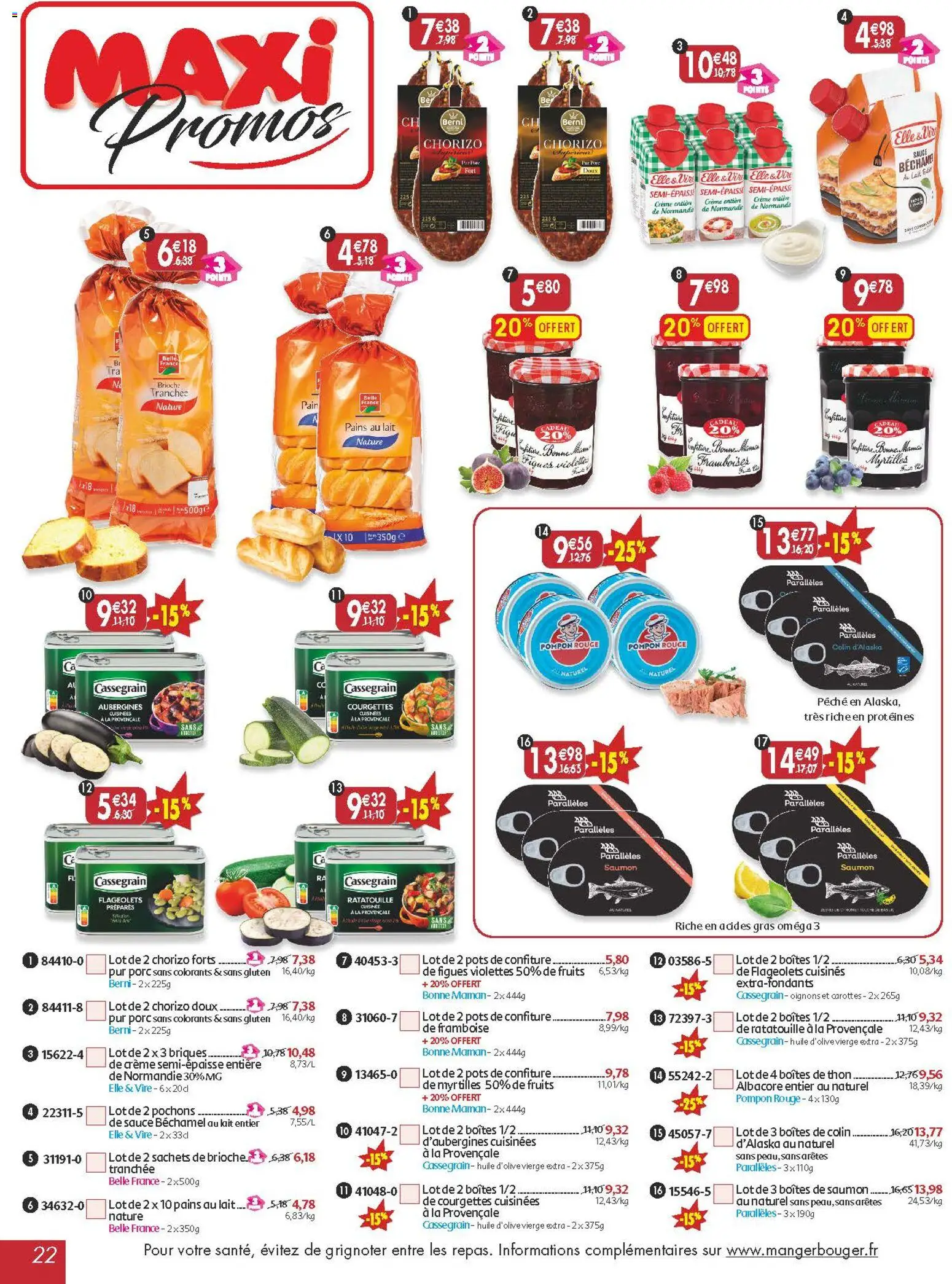 {H1} | Page: 22 | Produits: Framboise, Thon, Saumon, Crème