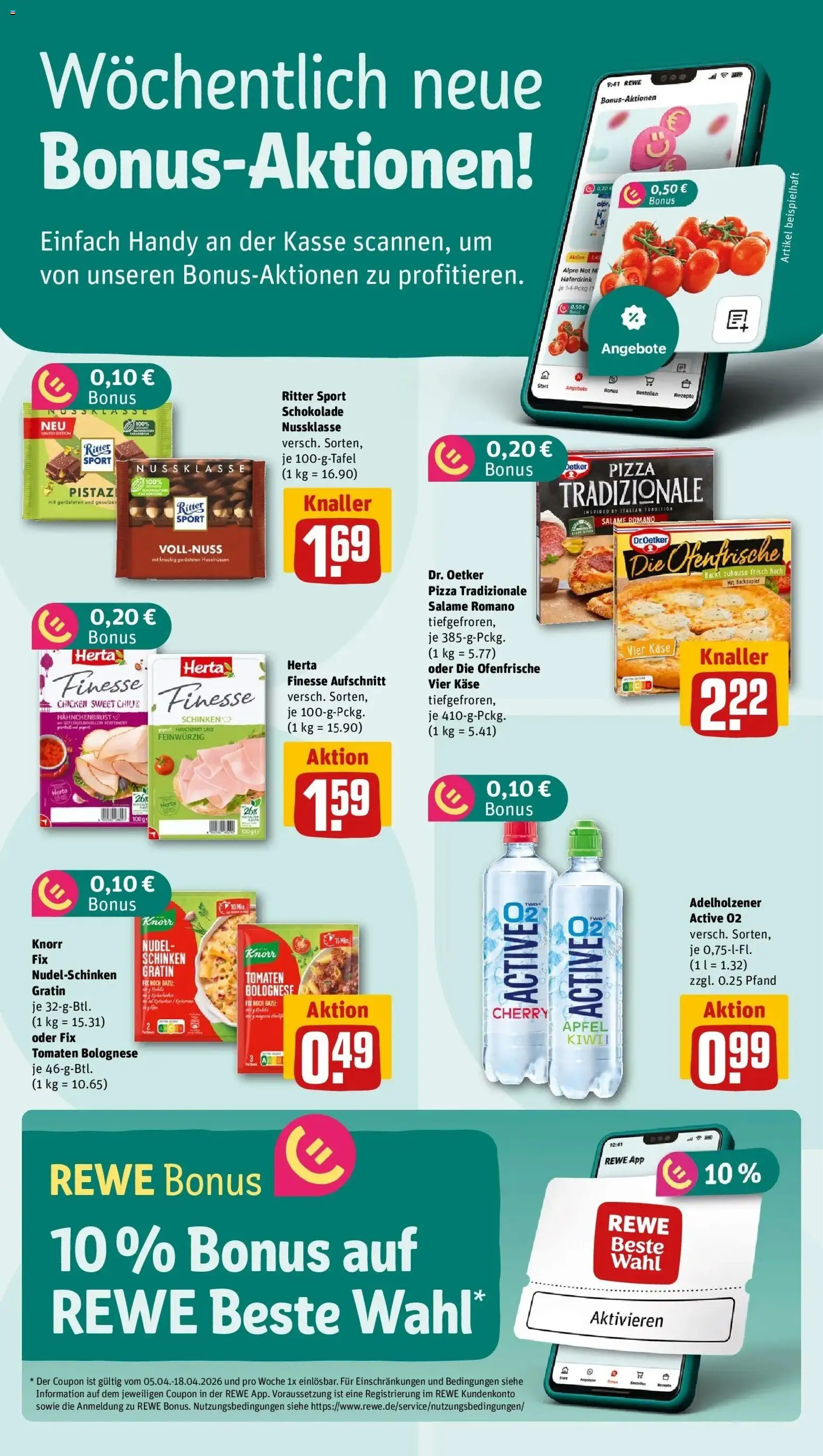 Rewe Prospekt Prenzlau	 – gültig ab 05.04.2026 | Seite: 2 | Produkte: Käse, Schinken, Pizza, Herta finesse