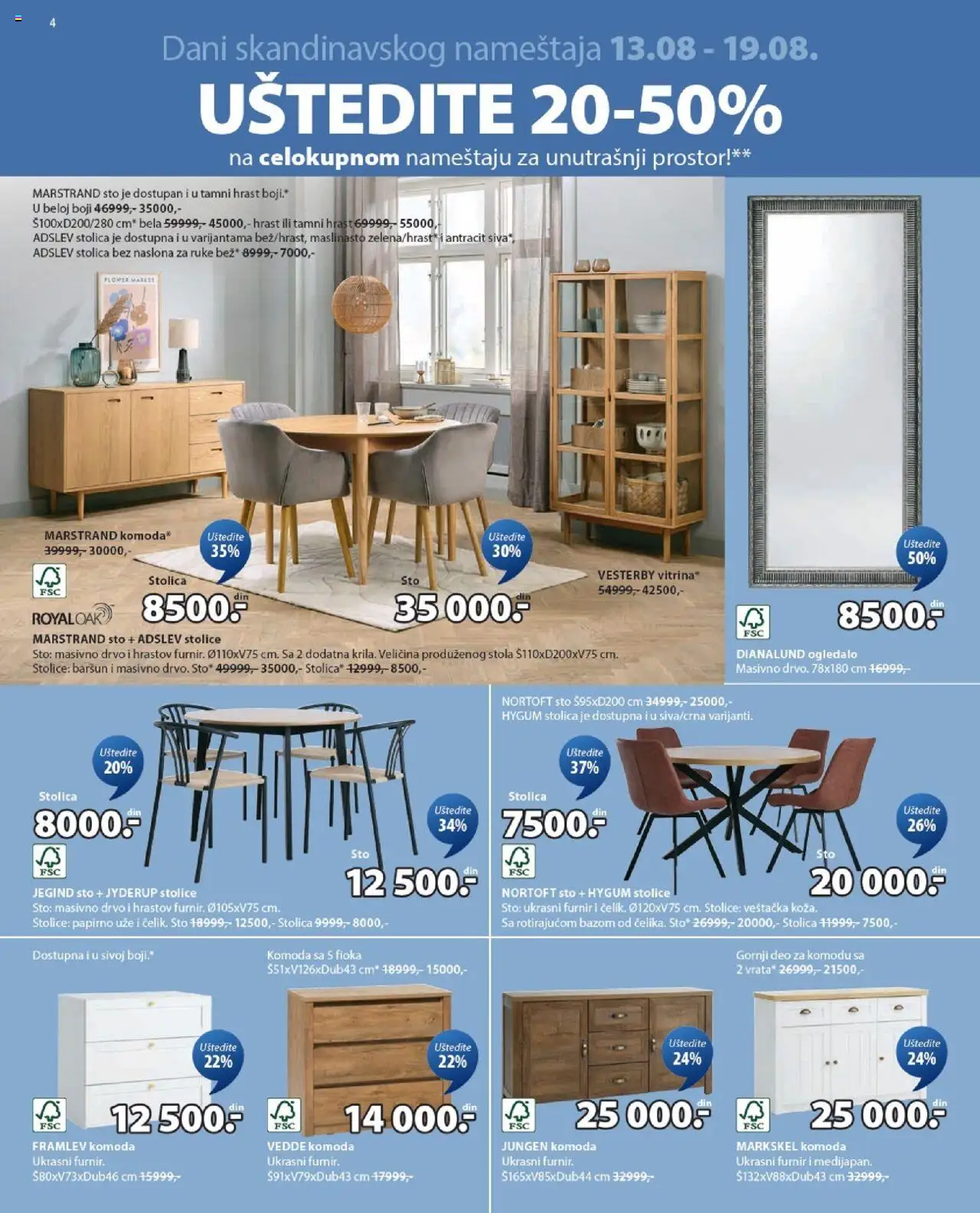 Jysk katalog - važi od 13.08.2025 | Strana: 4 | Proizvode: Komoda, Sto, Stolica, Ogledalo