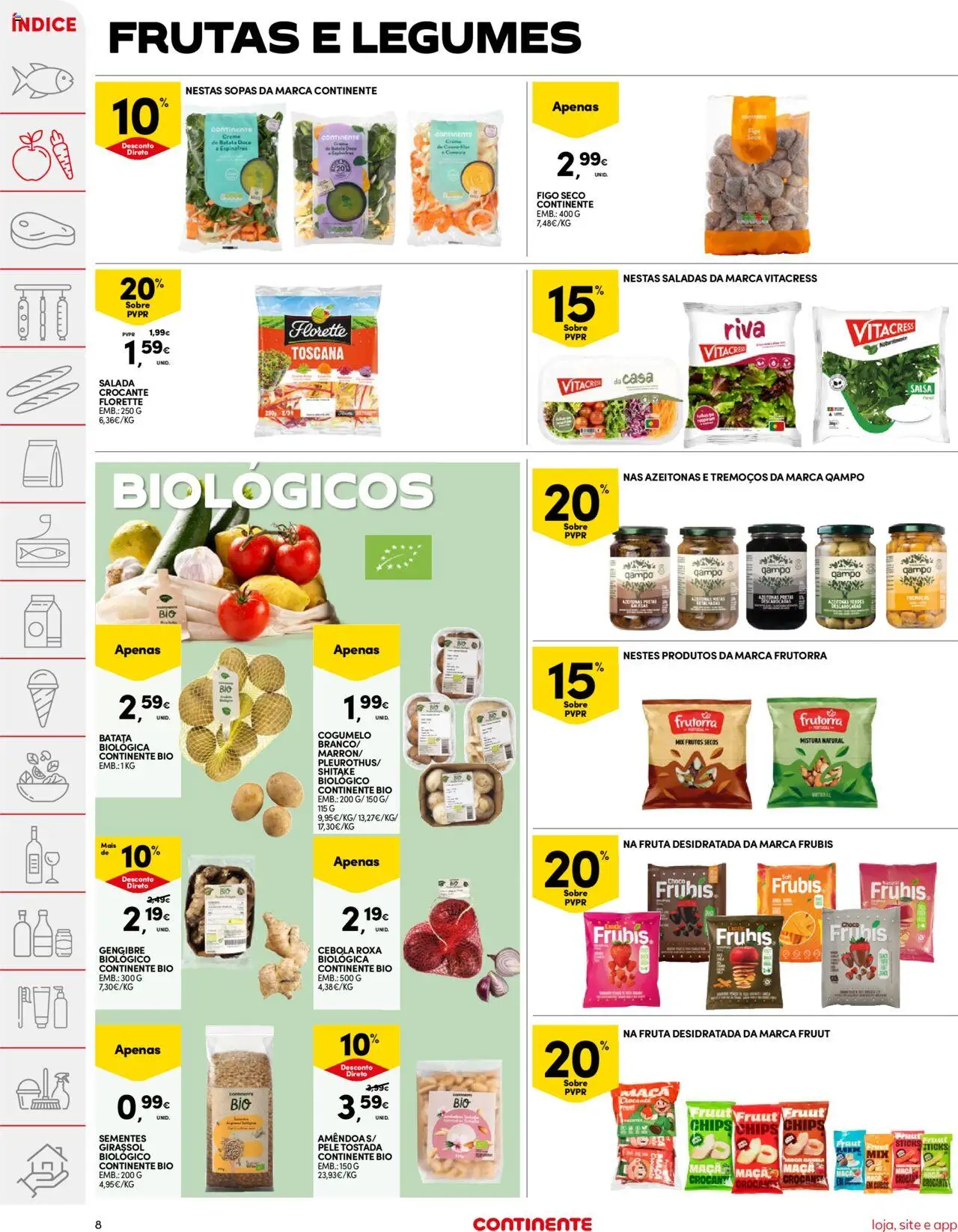 Continente folheto │ válido de 07.10.2025 | Página: 8 | Produtos: Batata, Espinafres, Azeitonas, Salada