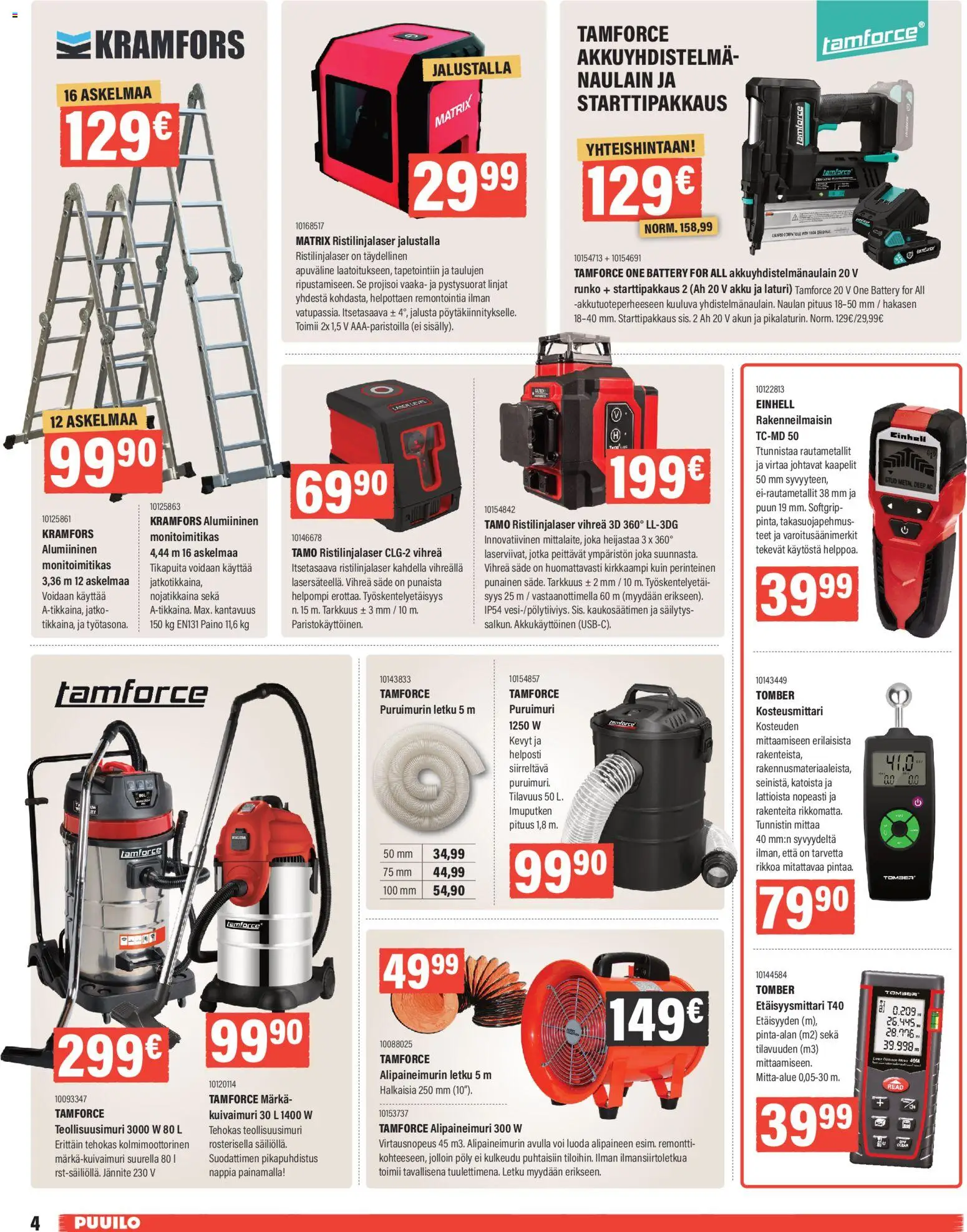 Puuilo tarjoukset – voimassa 26.01.2026 alkaen | Sivu: 4 | Tuotteet: Letku, Voi, Etäisyysmittari, Laturi
