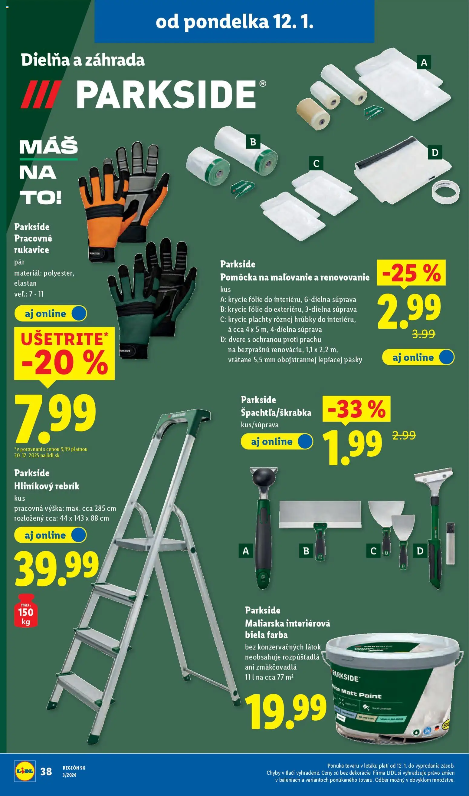 Nové Lidl akcie – leták je platný od 15.01.2026 | Strana: 78 | Produkty: Dvere, Parkside, Rukavice