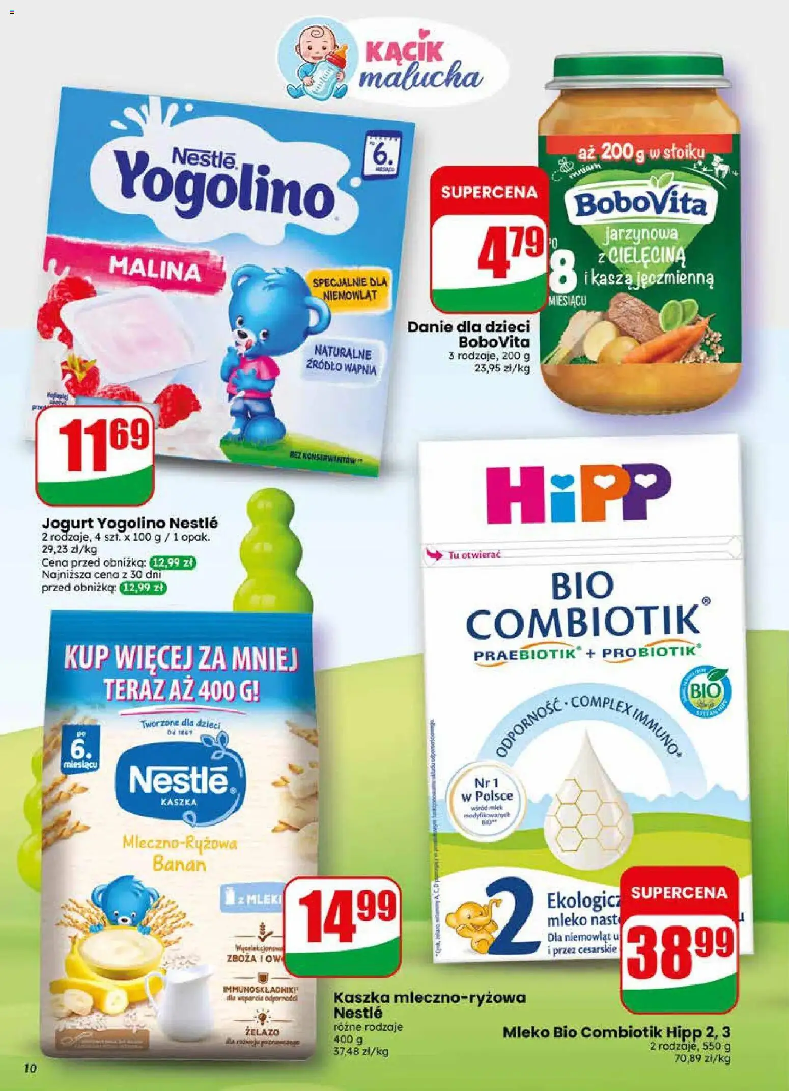 Dino gazetka od 22.04.2026 | Strona: 10 | Produkty: Malina, Kasza jęczmienna, Żelazo, Banan