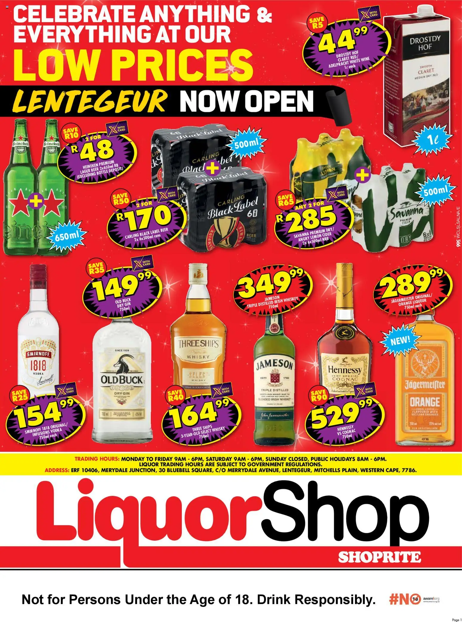 New Shoprite catalogue – valid from 15.12.2025 | Page: 1 | Products: Vodka, Whiskey, Lemon, Ensalada de quino